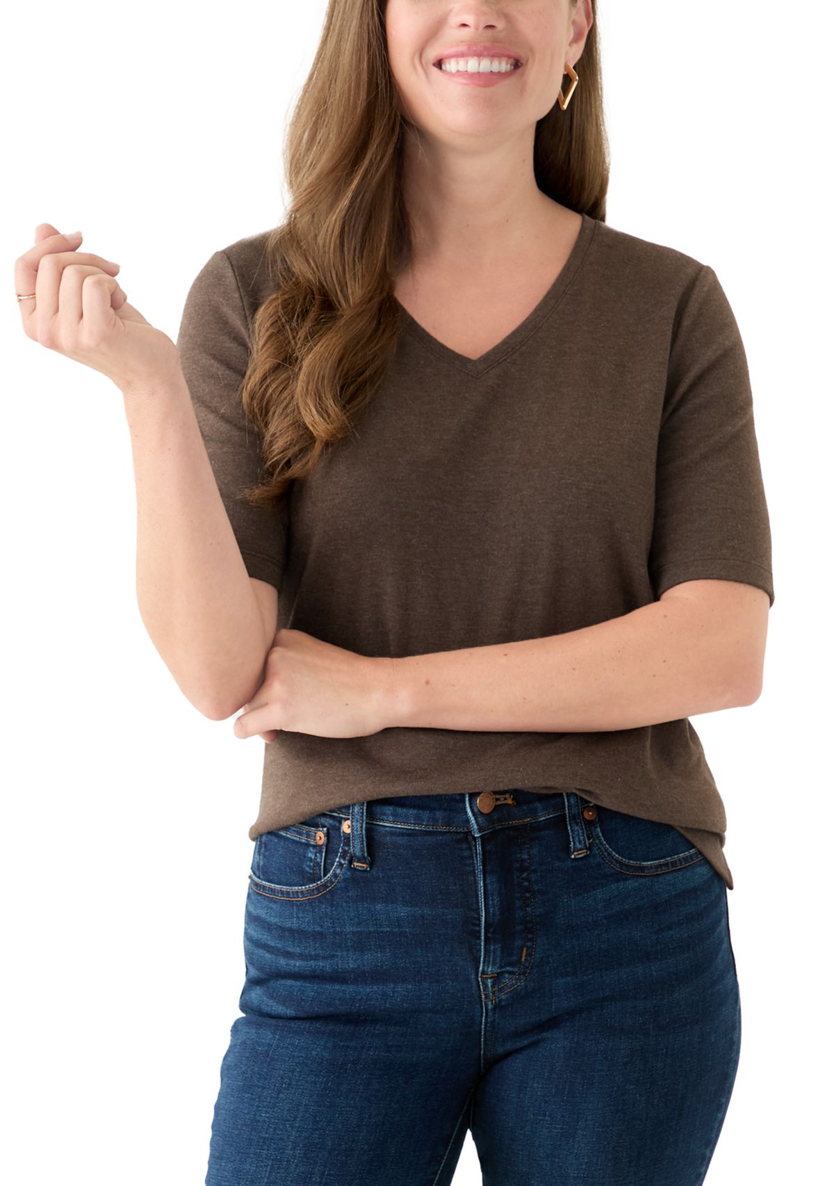 Petite V-Neck Heather T-Shirt