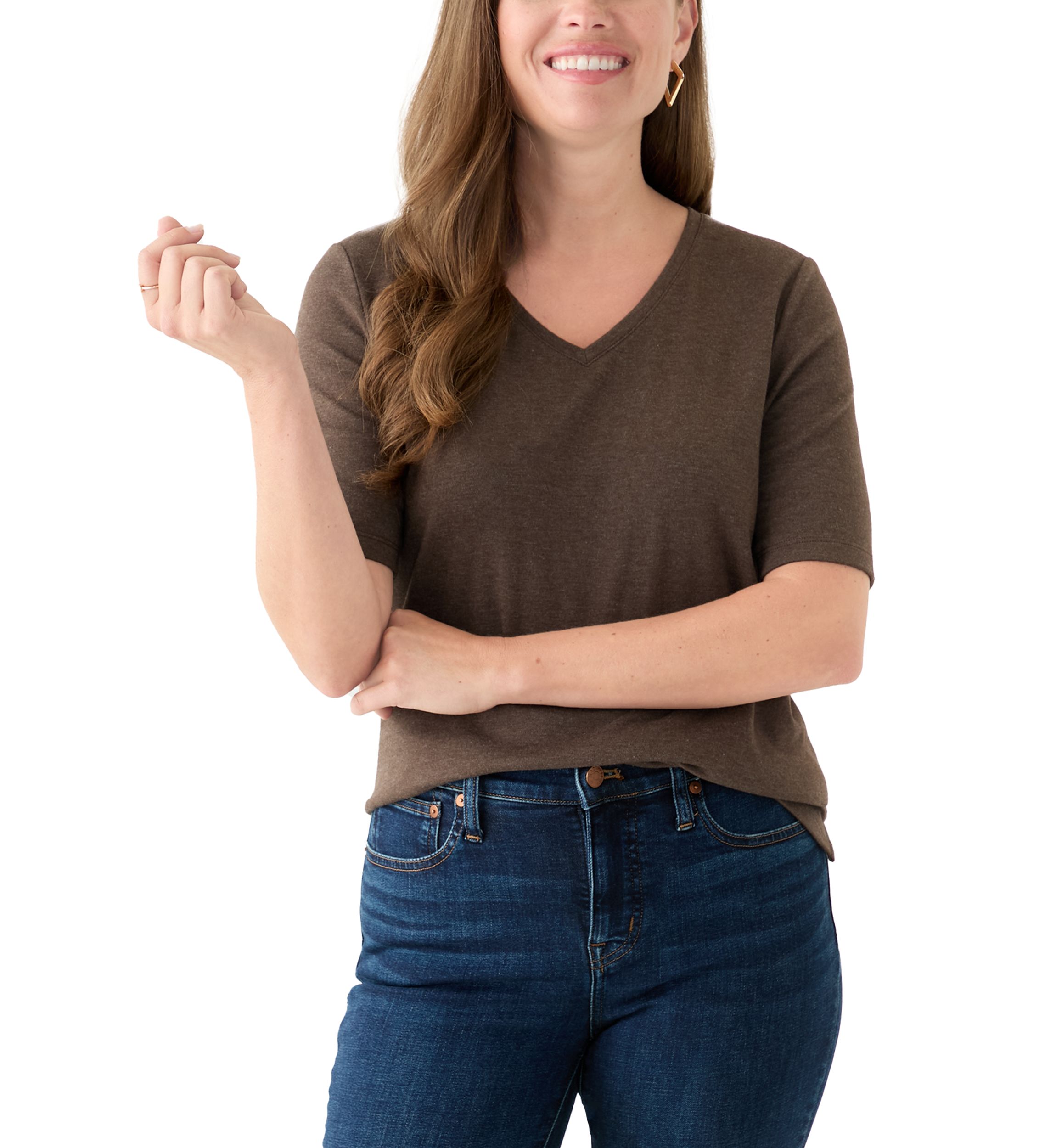 Petite V-Neck Heather T-Shirt
