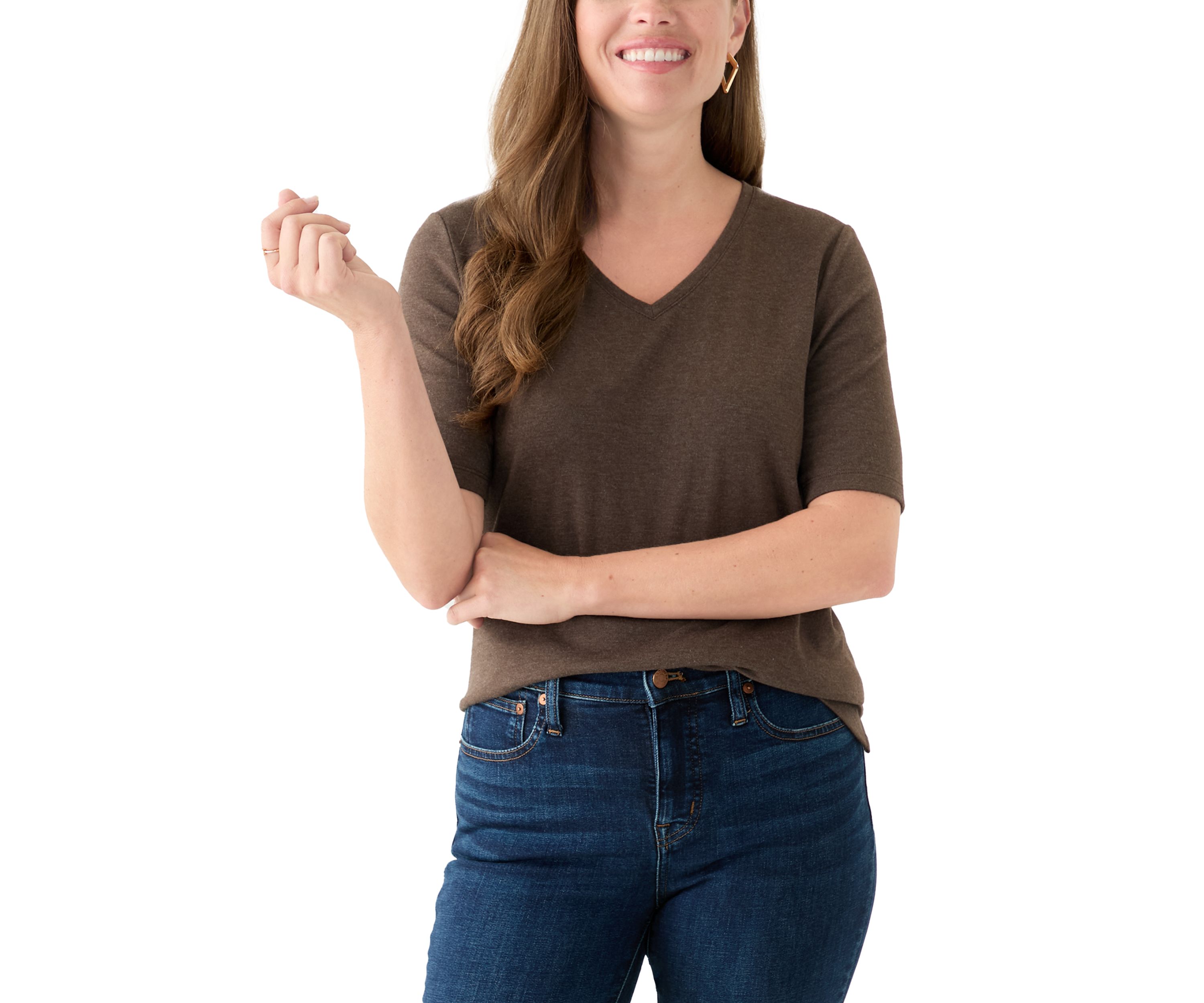 Petite V-Neck Heather T-Shirt