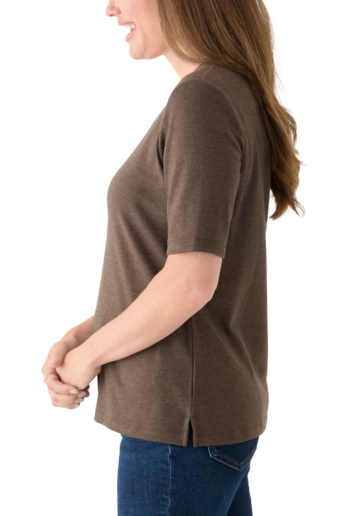 Petite V-Neck Heather T-Shirt