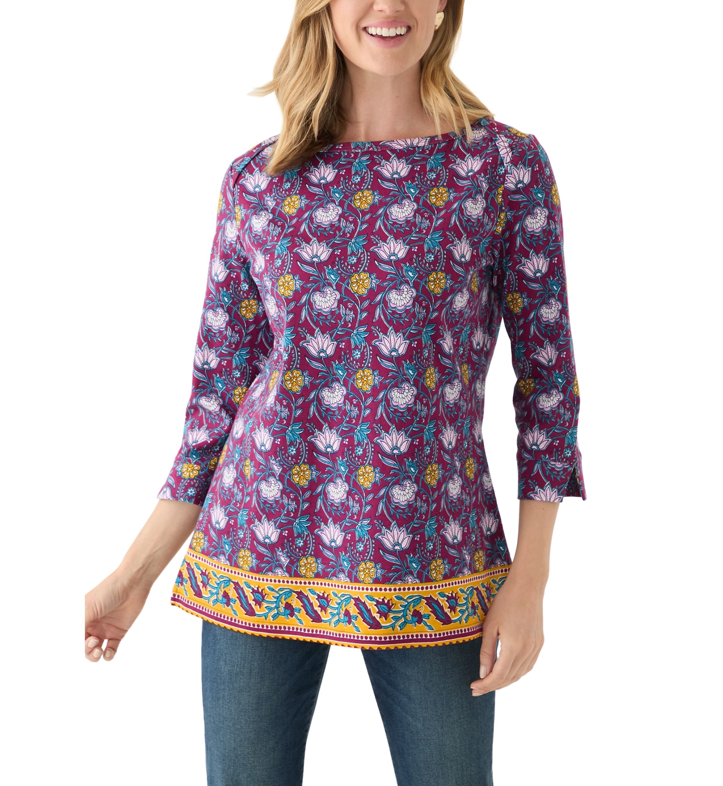 Petite Border Printed Top