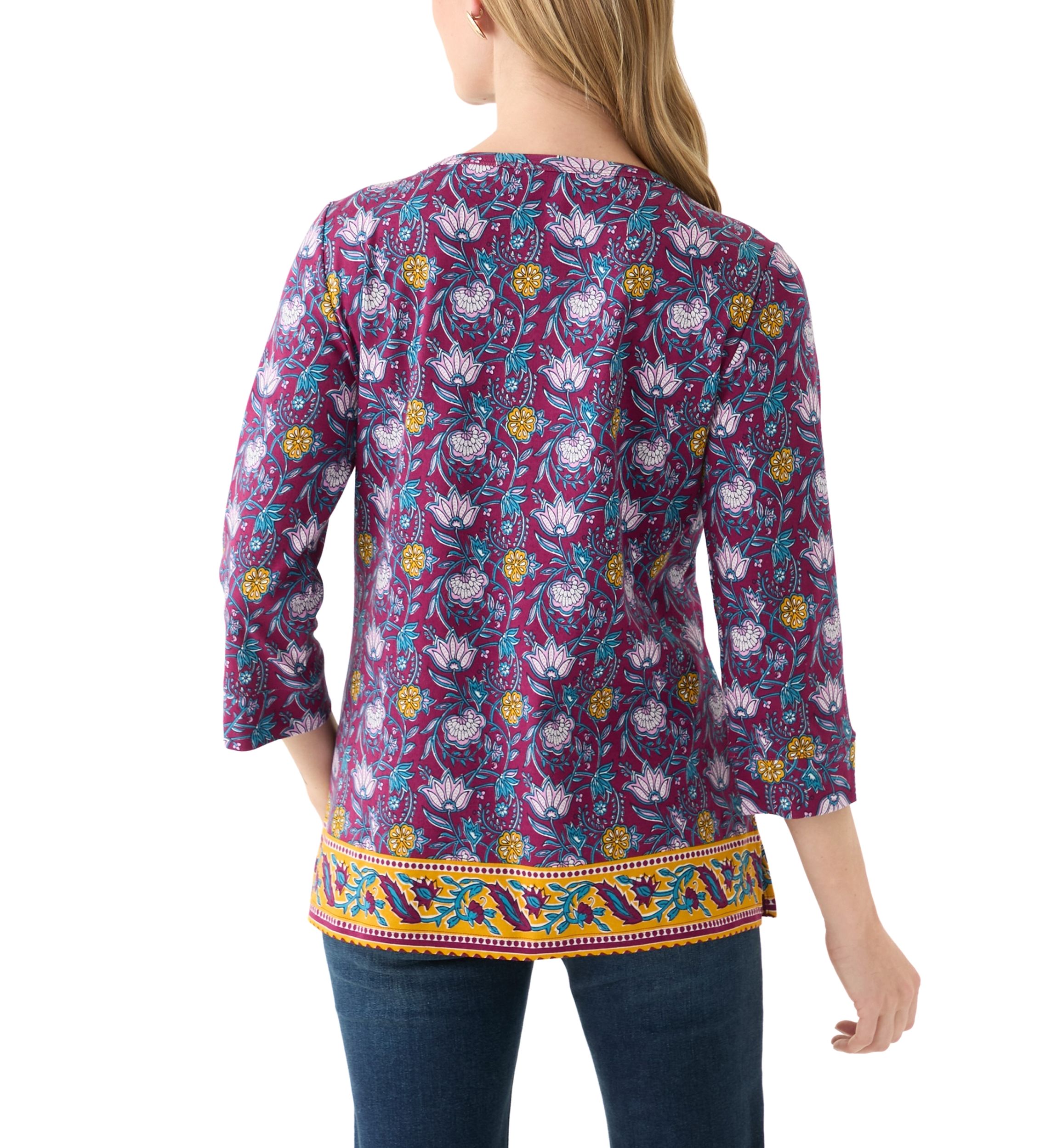 Petite Border Printed Top