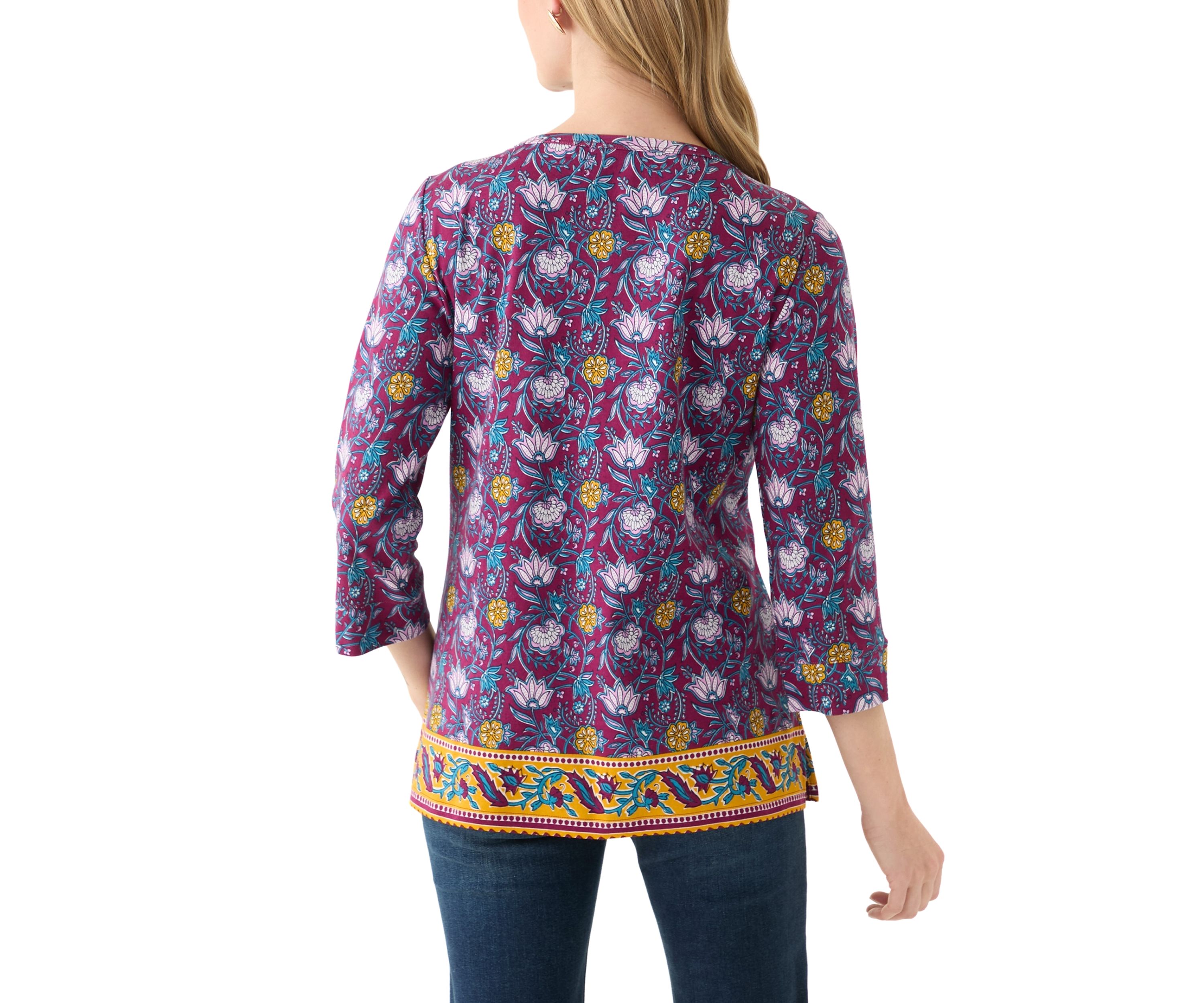 Petite Border Printed Top