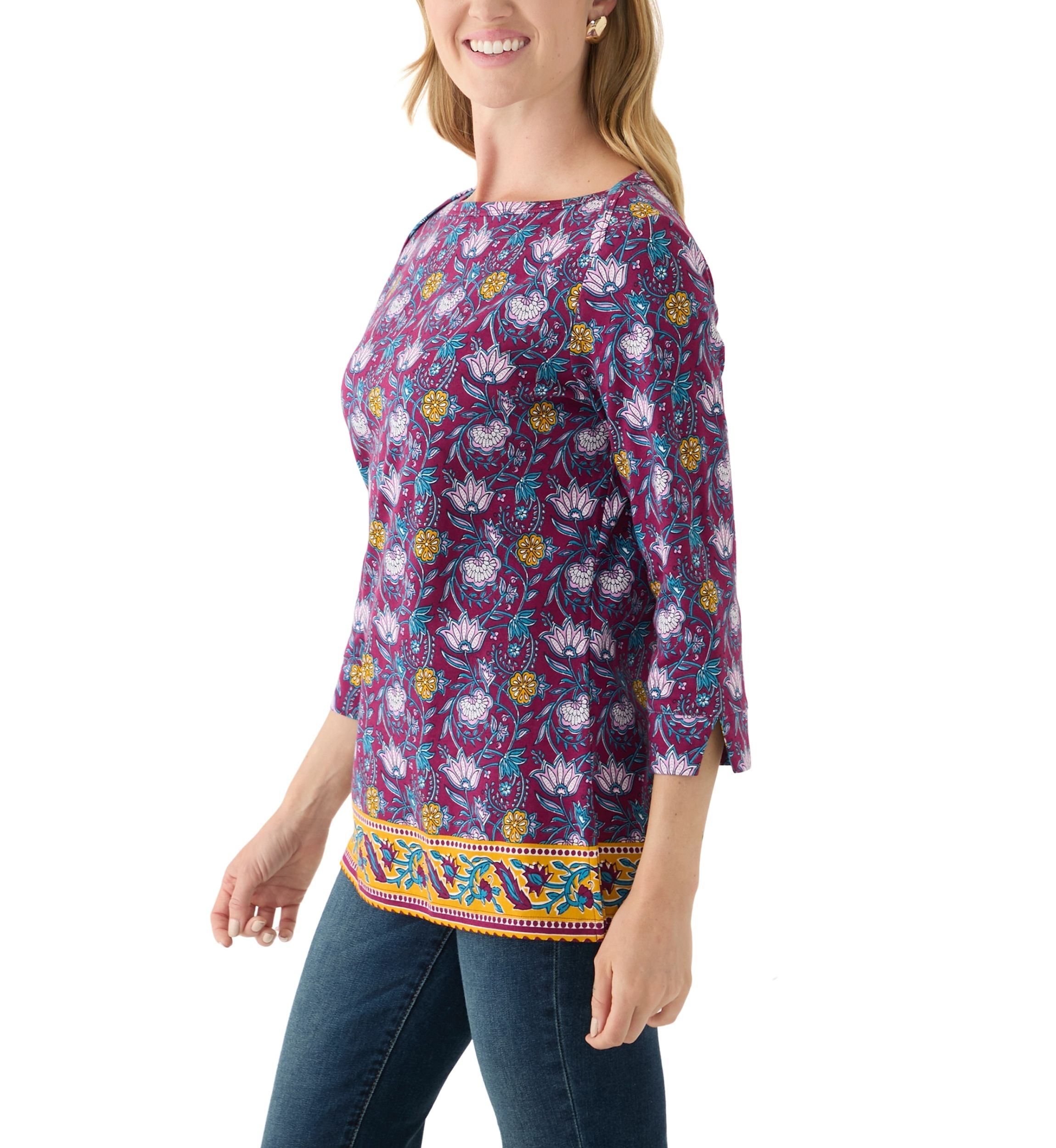 Petite Border Printed Top