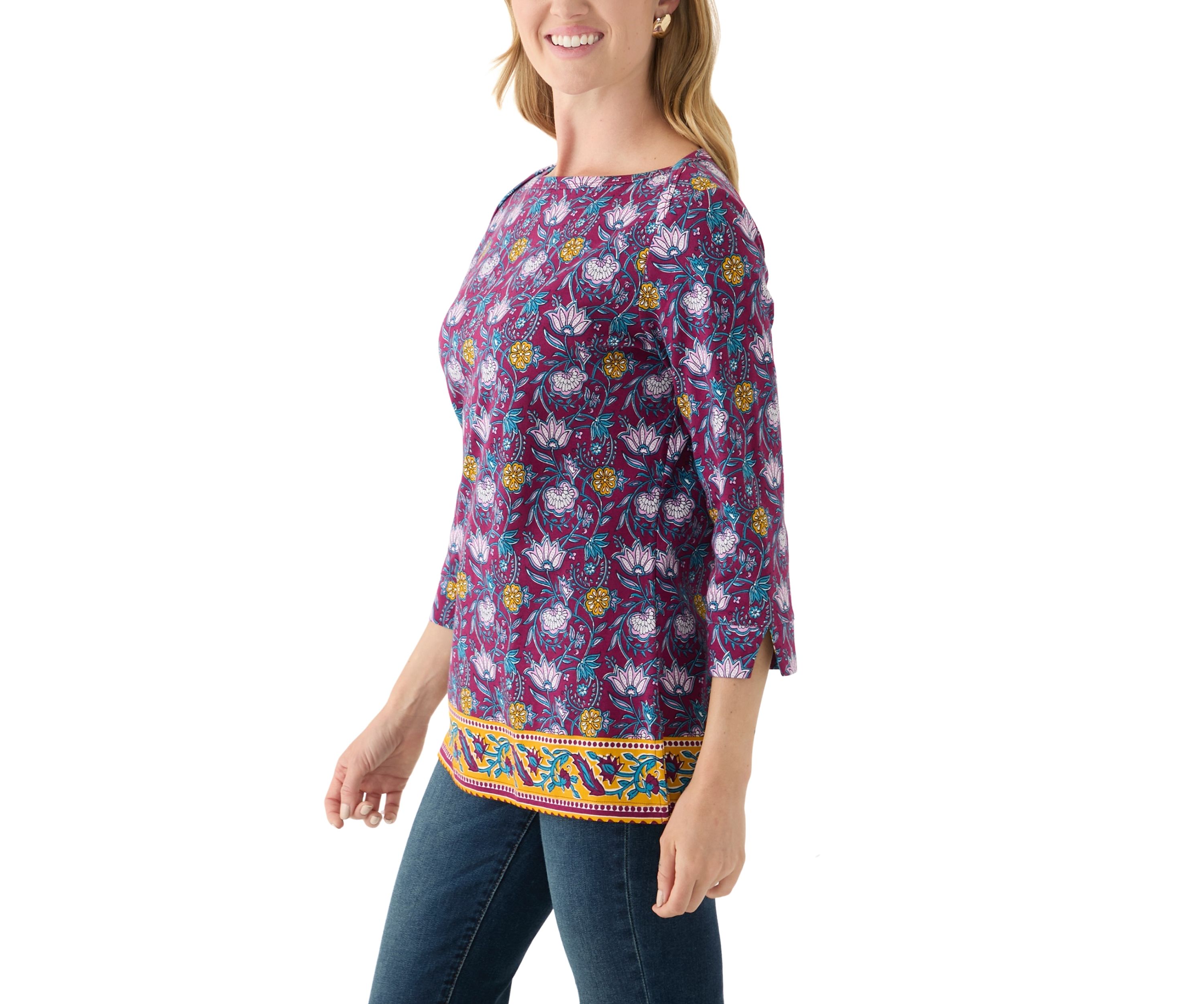 Petite Border Printed Top