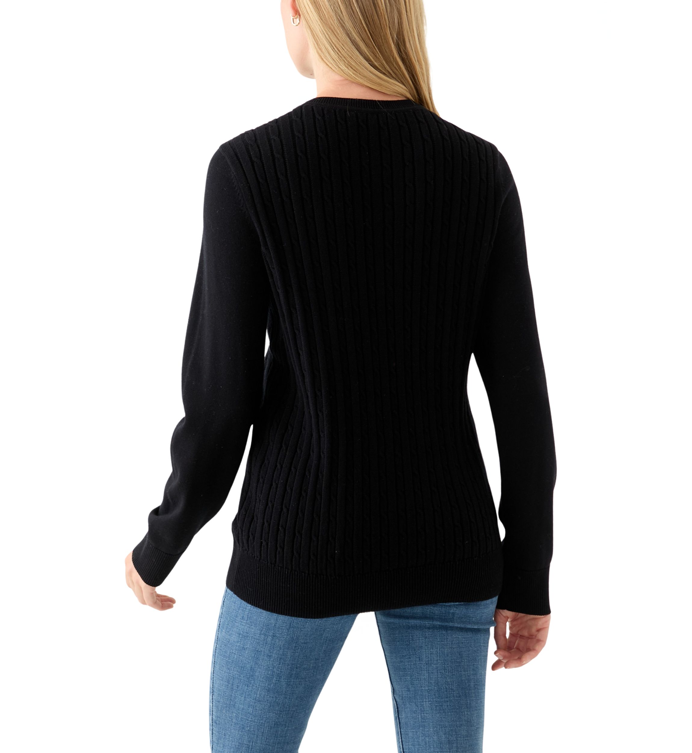 Womens Long Sleeve Cable Crew Sweater