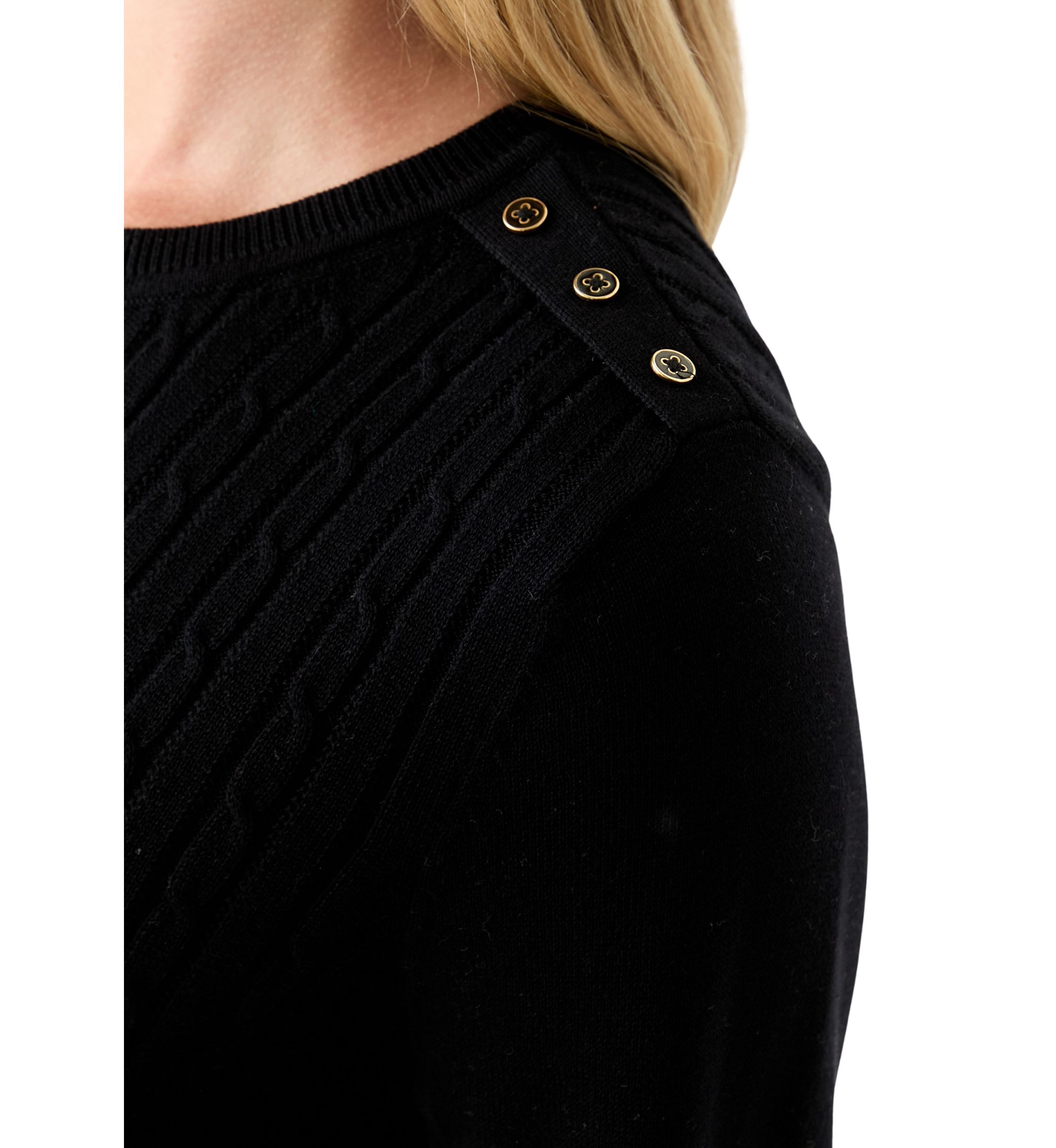 Womens Long Sleeve Cable Crew Sweater