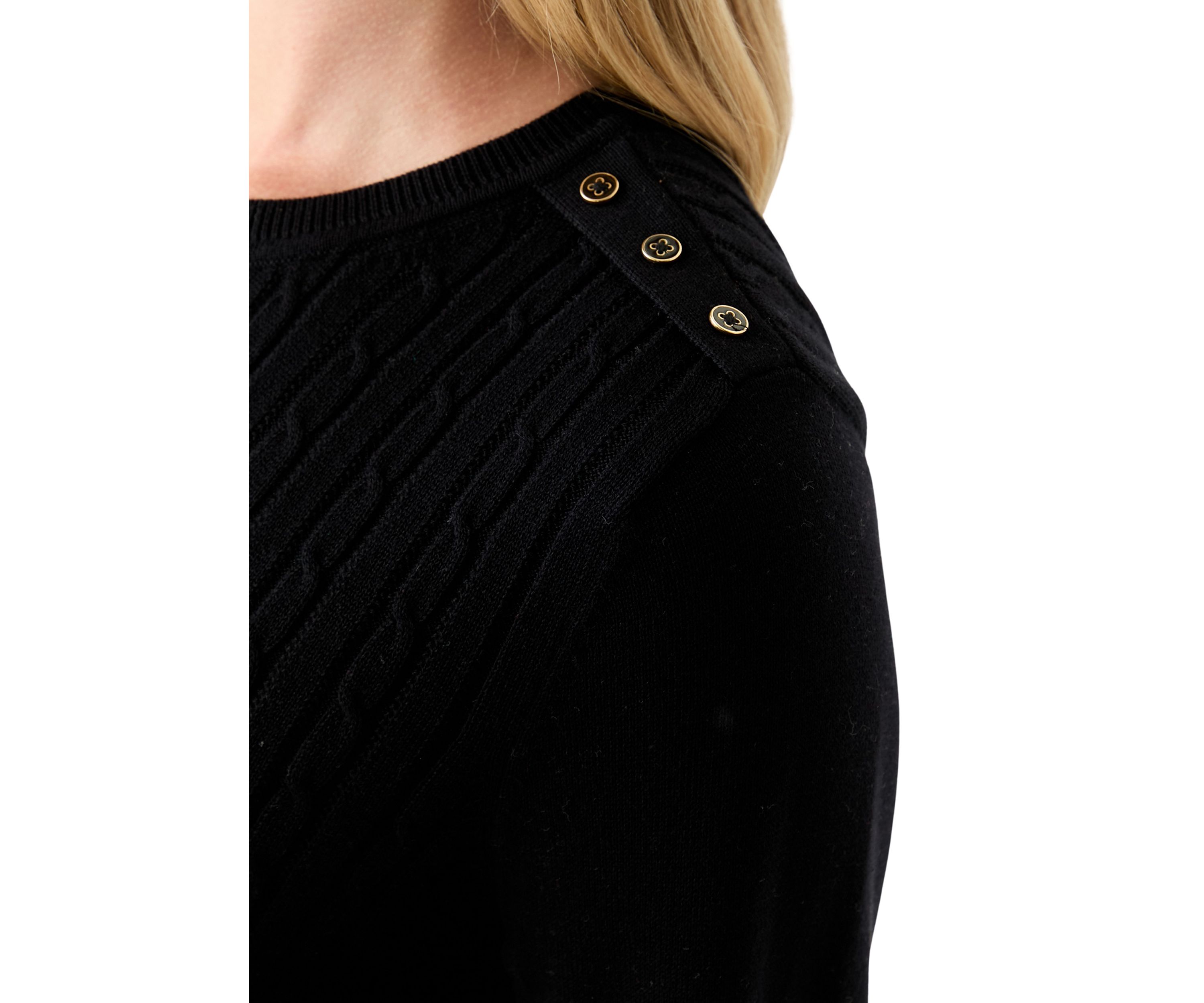 Womens Long Sleeve Cable Crew Sweater