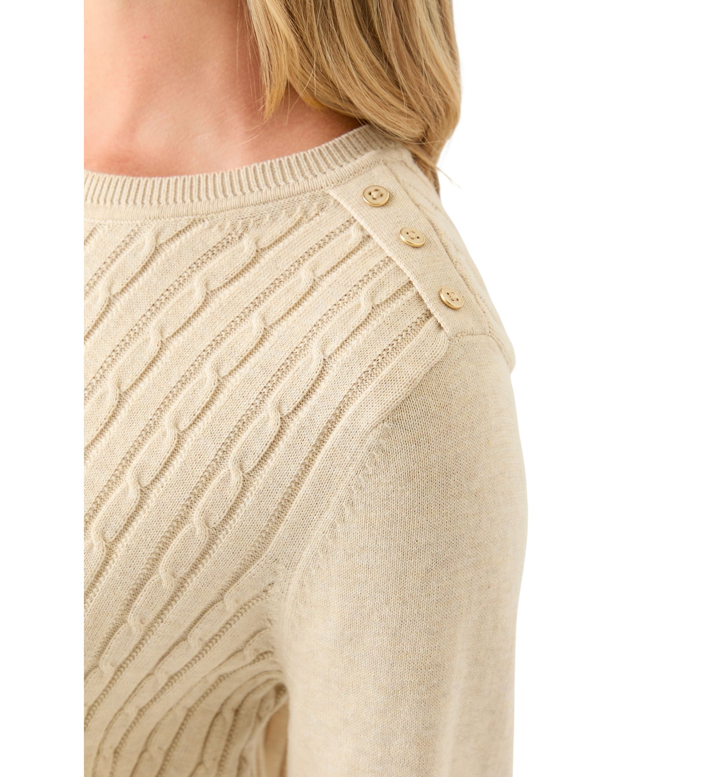 Womens Long Sleeve Cable Crew Sweater