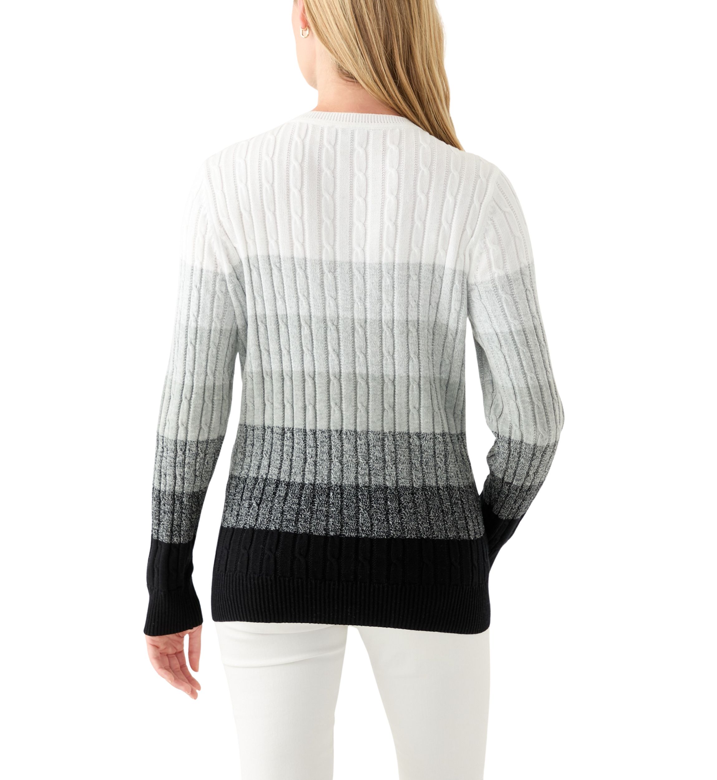 Petite Cable Knit Color Block Sweater