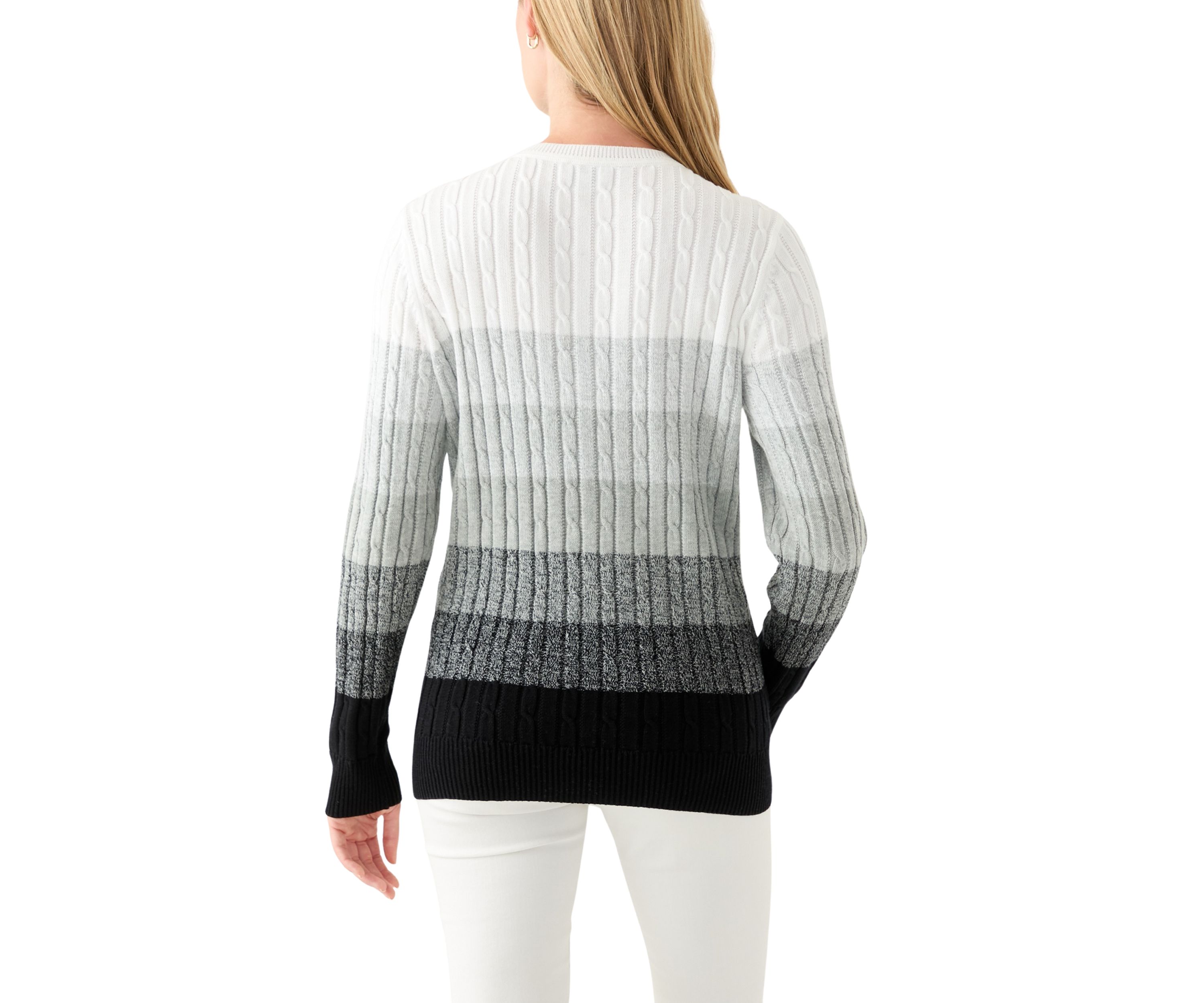 Petite Cable Knit Color Block Sweater
