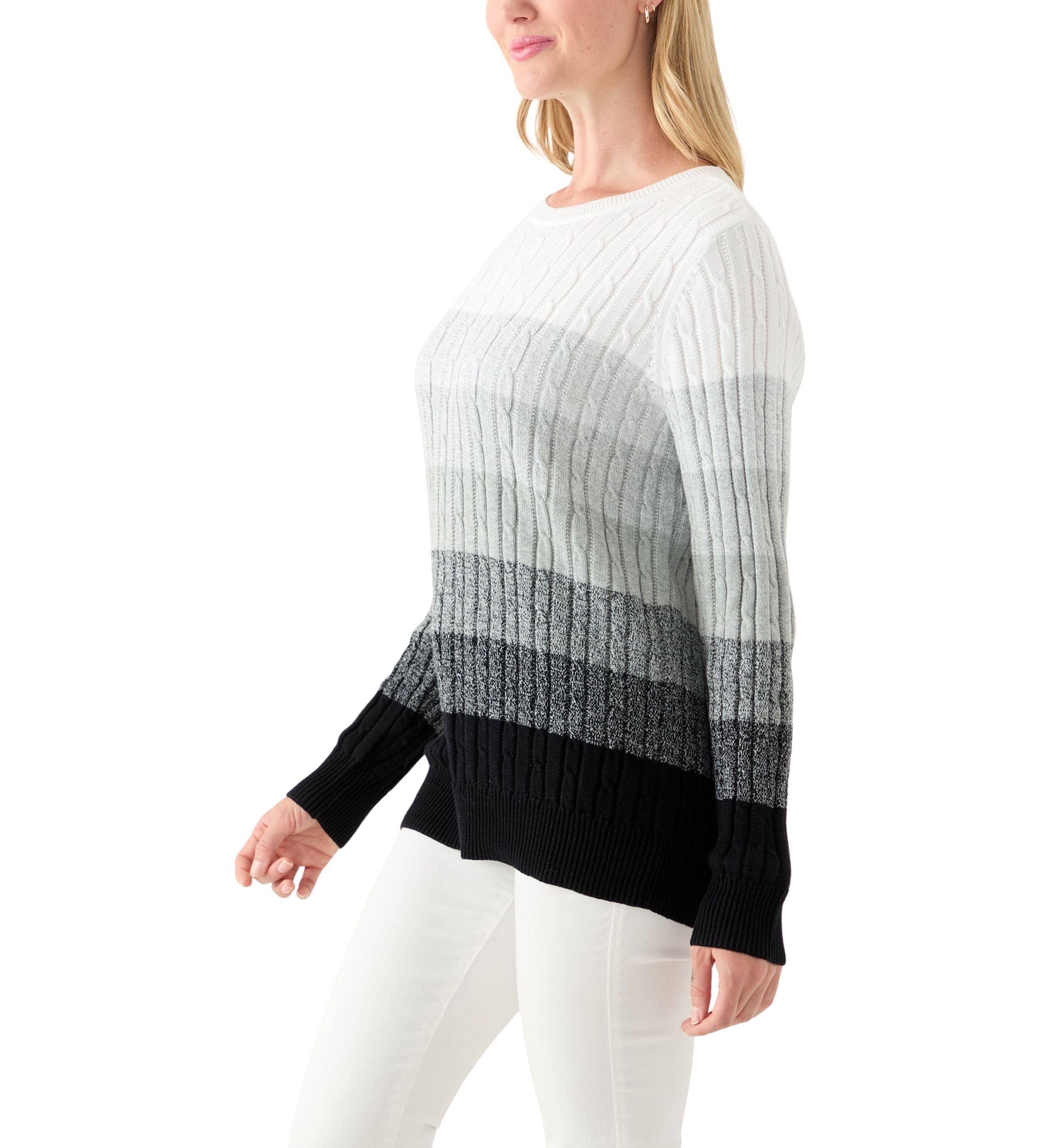 Petite Cable Knit Color Block Sweater