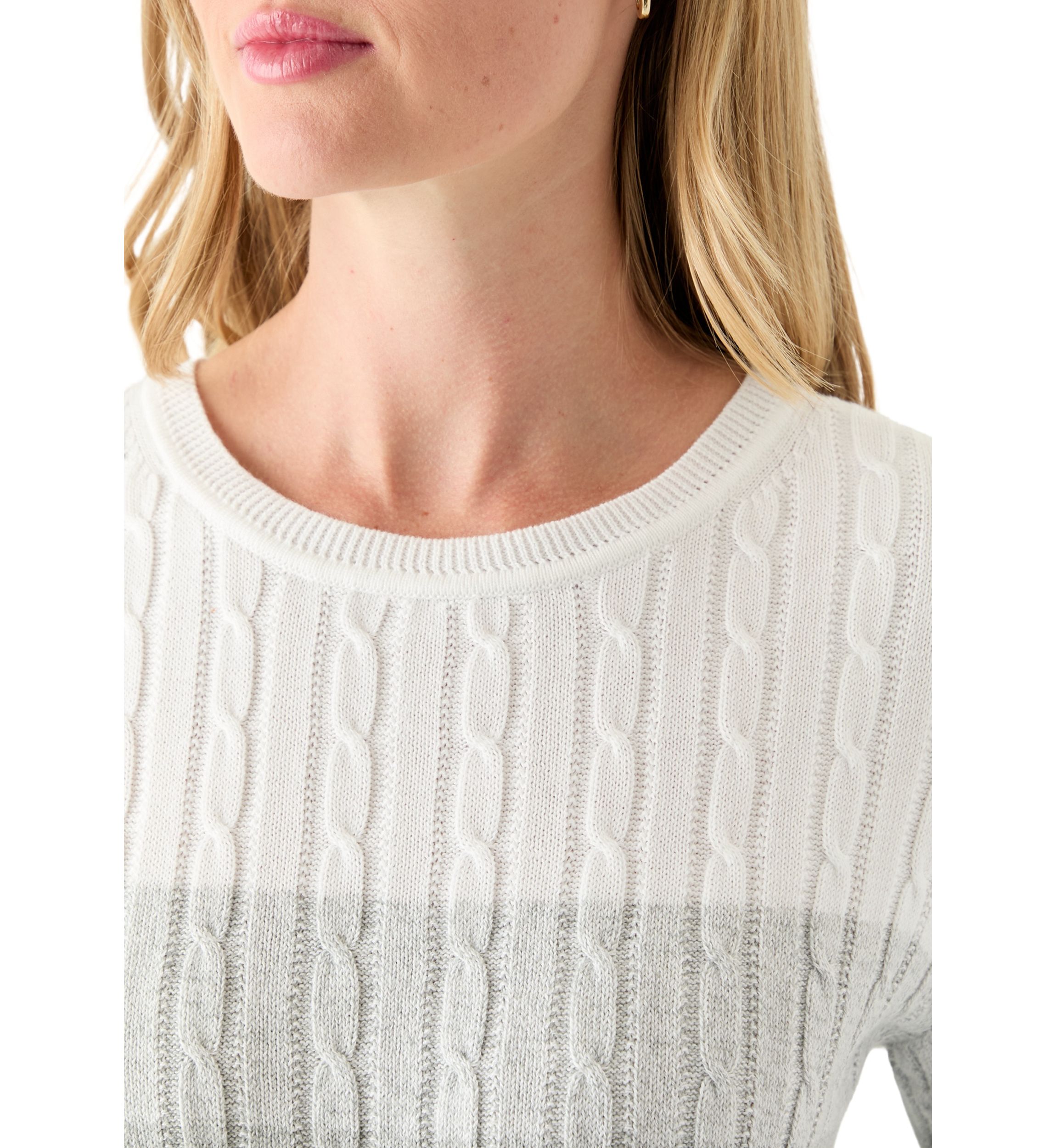 Petite Cable Knit Color Block Sweater