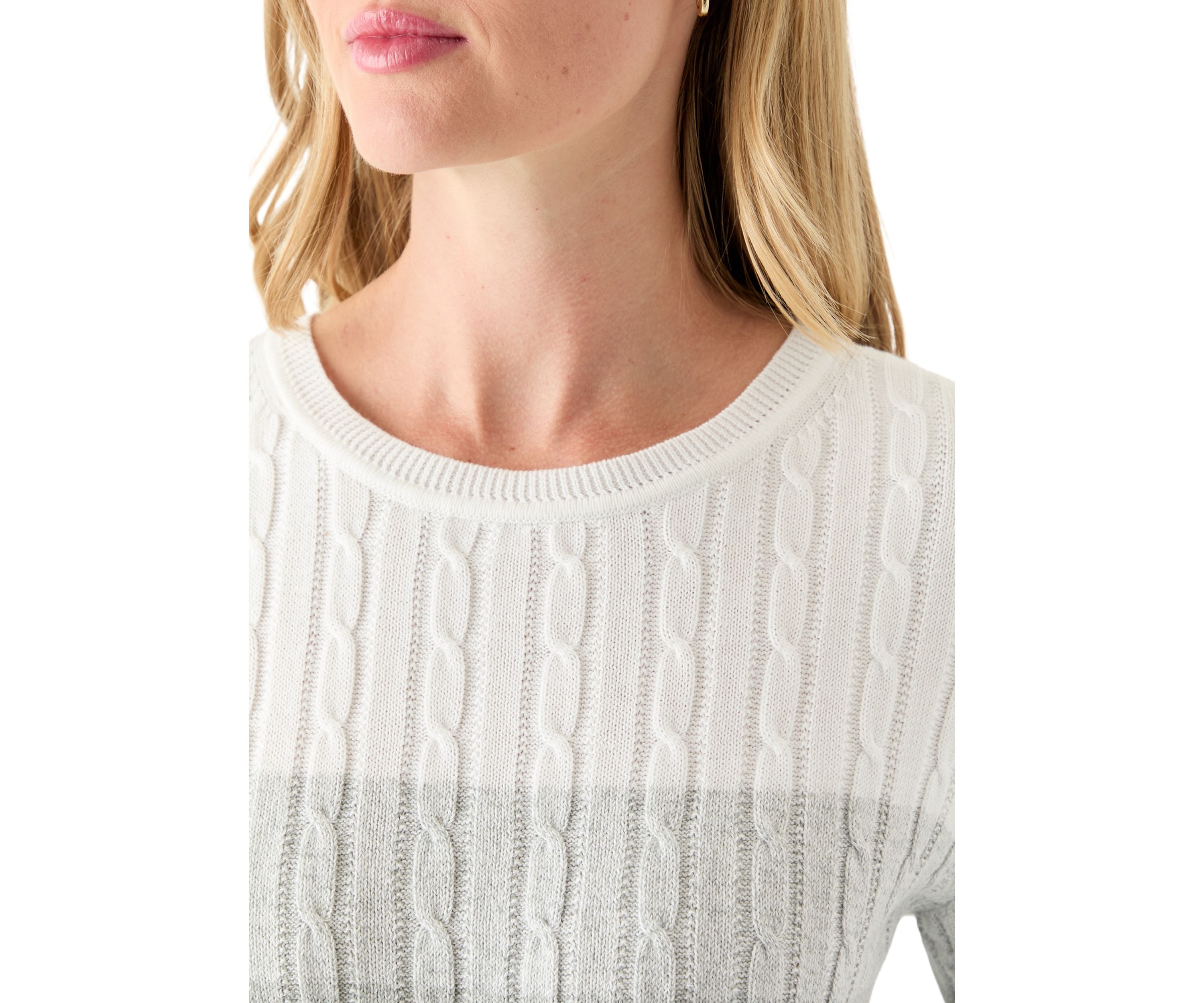 Petite Cable Knit Color Block Sweater