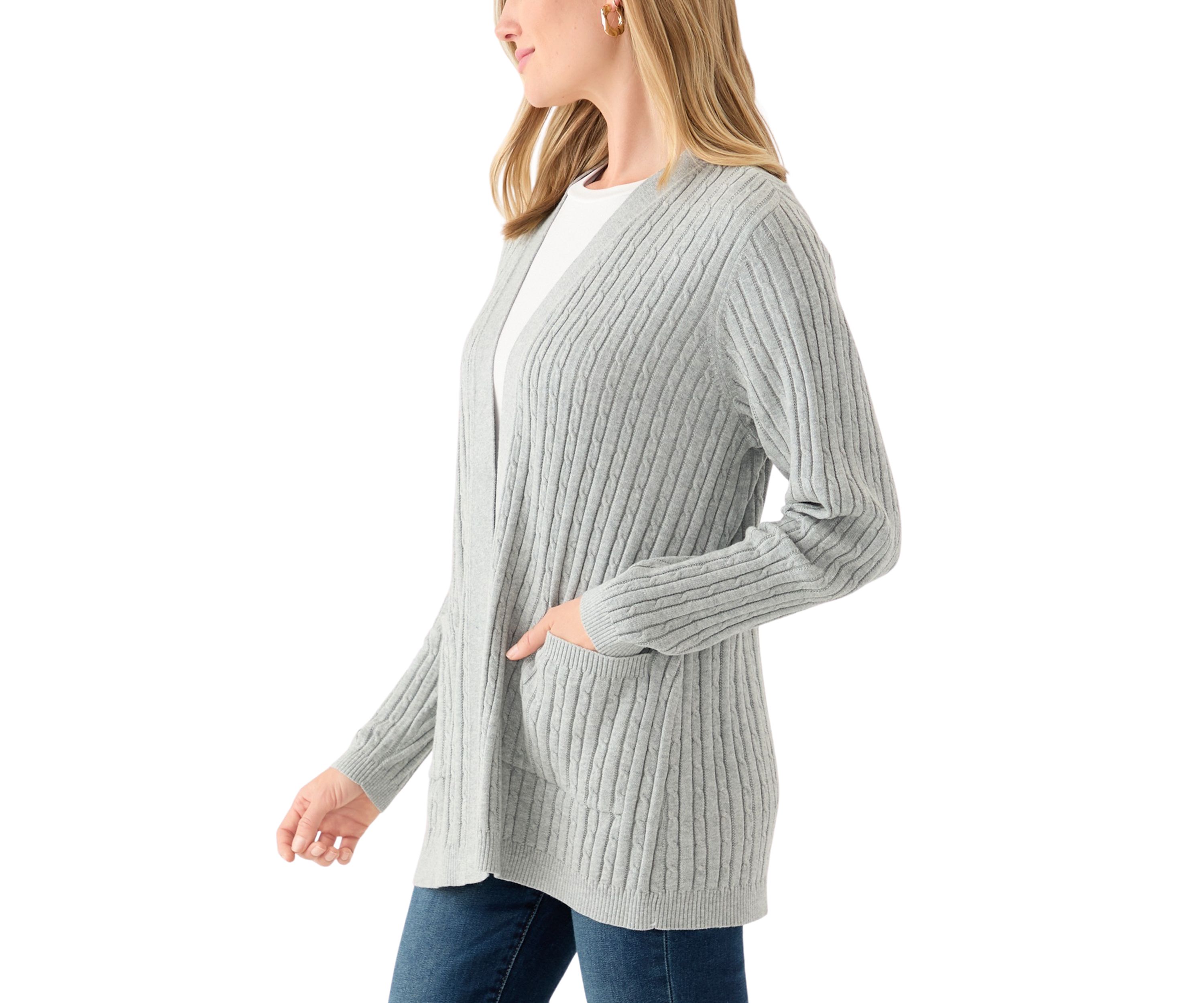 Petite Cable Heatehr Cardigan 