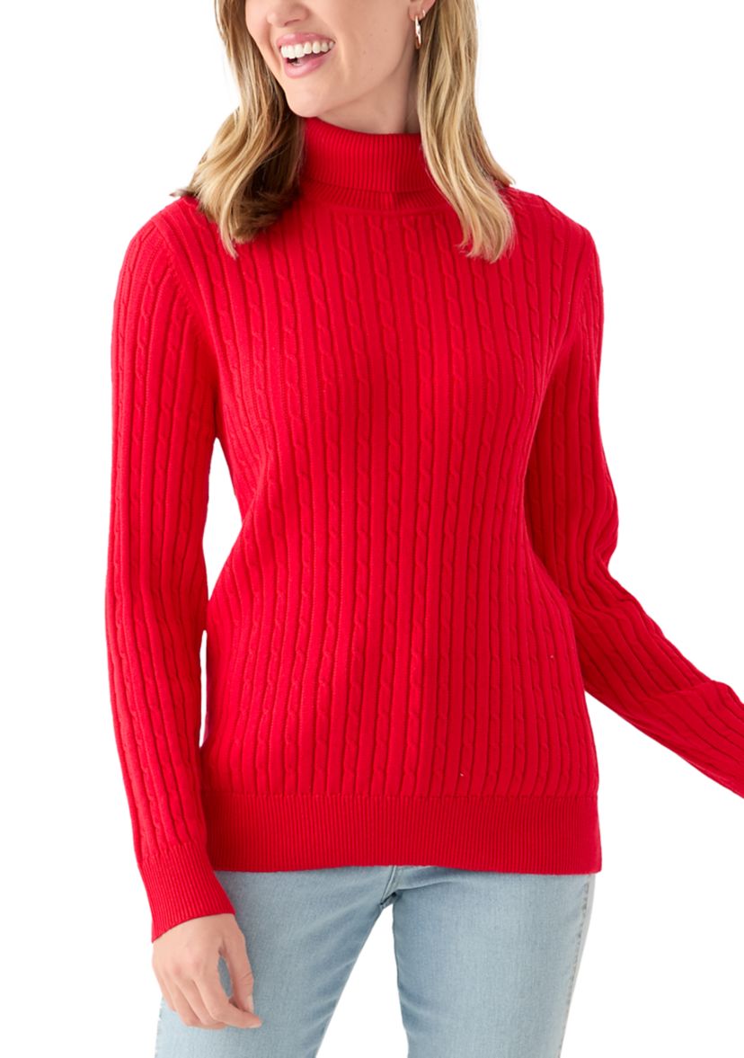 Petite Cable Turtleneck Sweater 