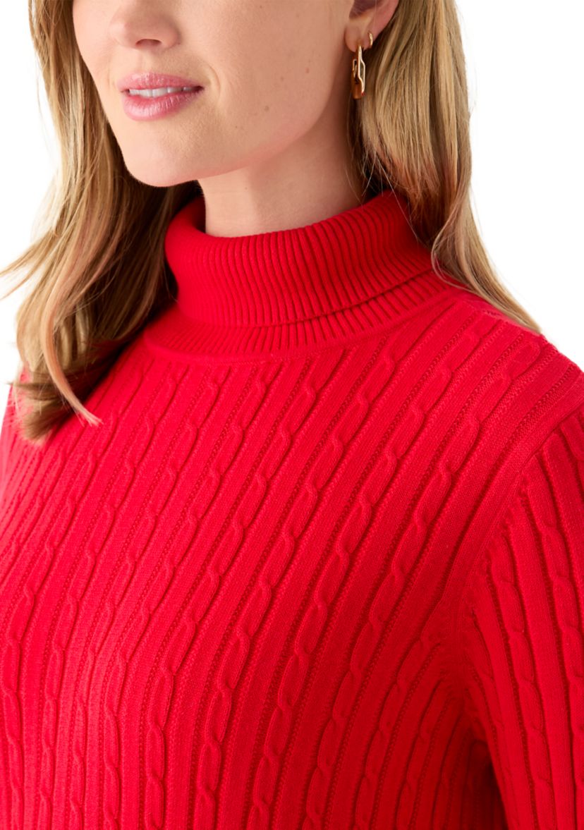 Petite Cable Turtleneck Sweater 