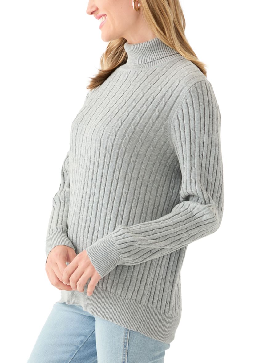 Petite Cable Turtleneck Sweater 