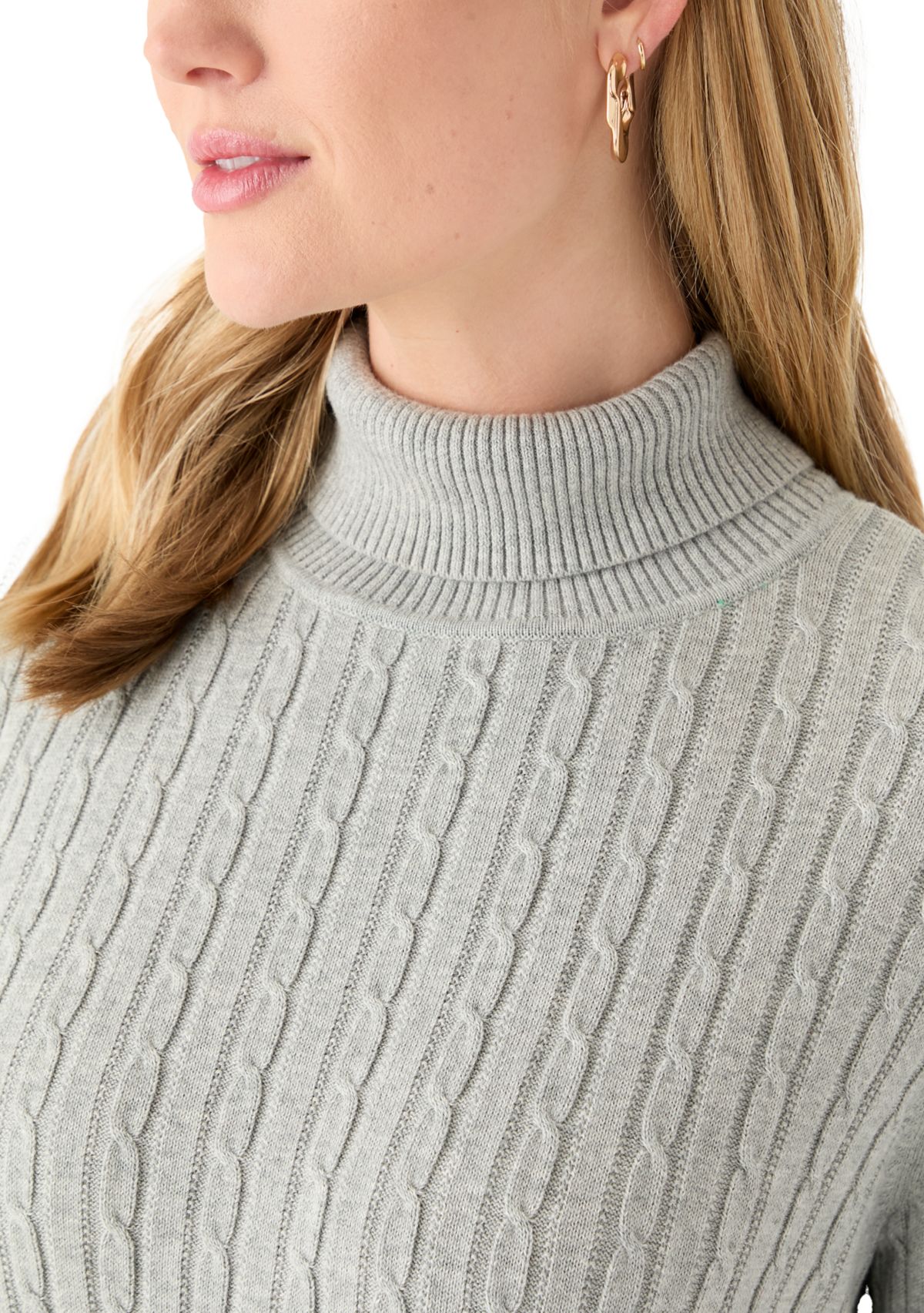 Petite Cable Turtleneck Sweater 