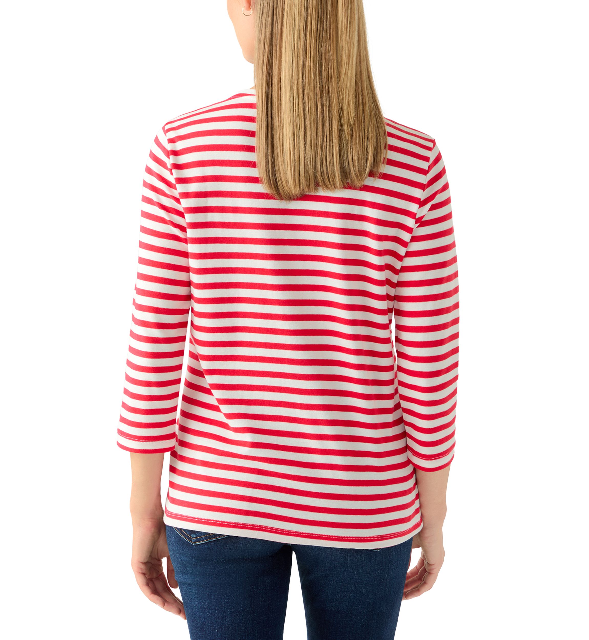 Petite 3/4 Sleeve Stripe Christmas Tree Graphic T-Shirt