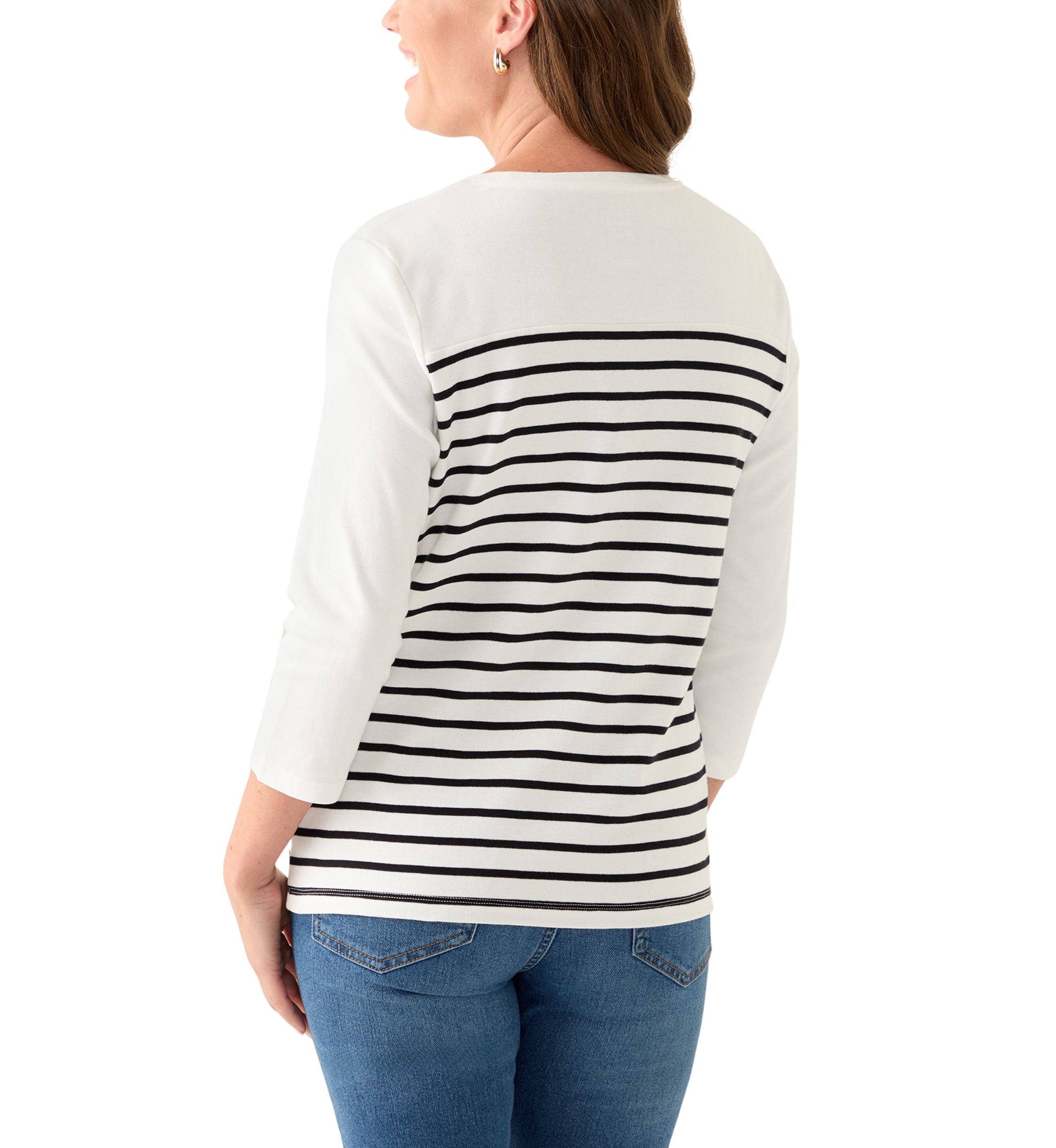 Petite 3/4 Crew Pieced Yoke Graphic Shirt