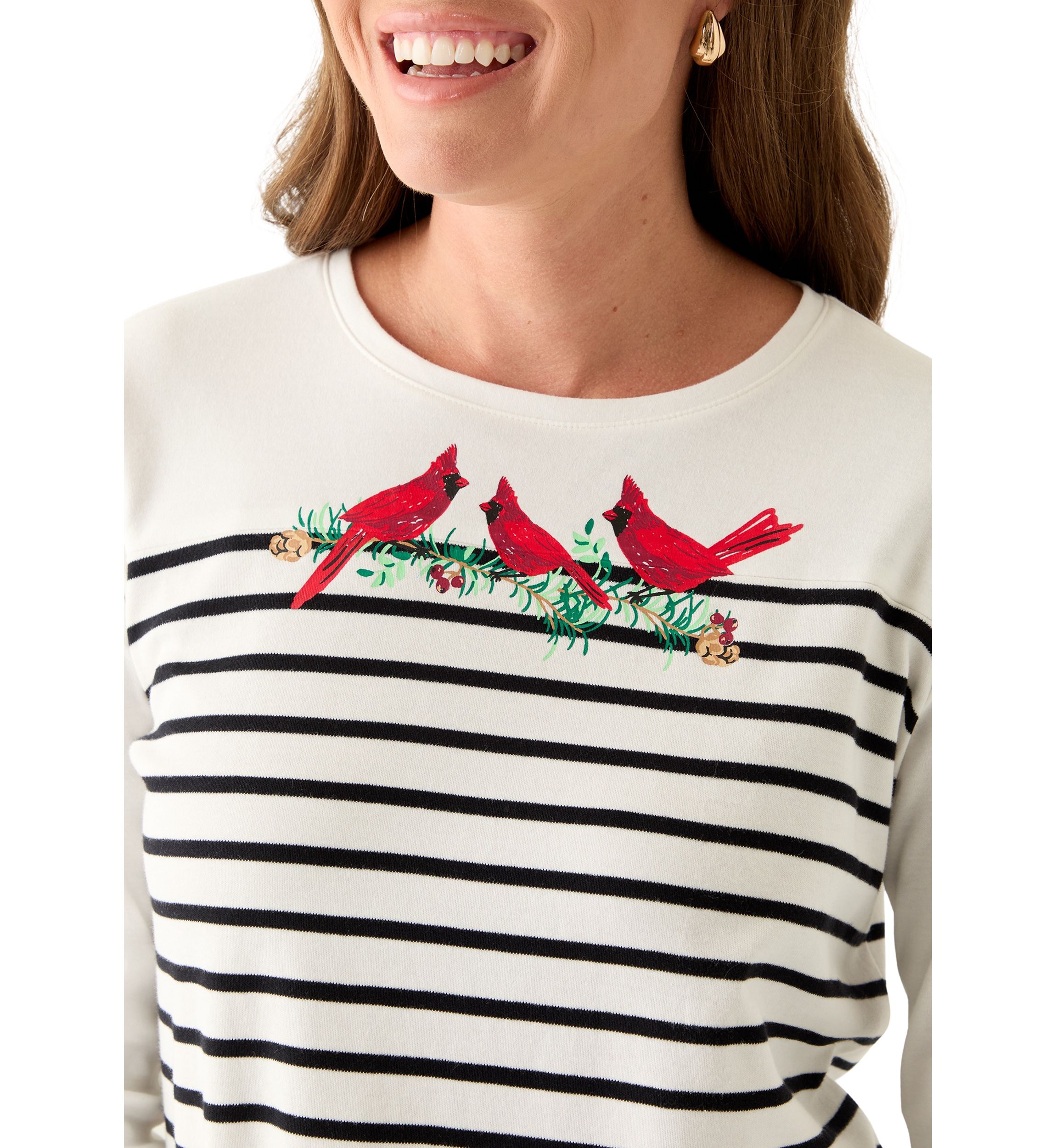 Petite 3/4 Crew Pieced Yoke Graphic Shirt