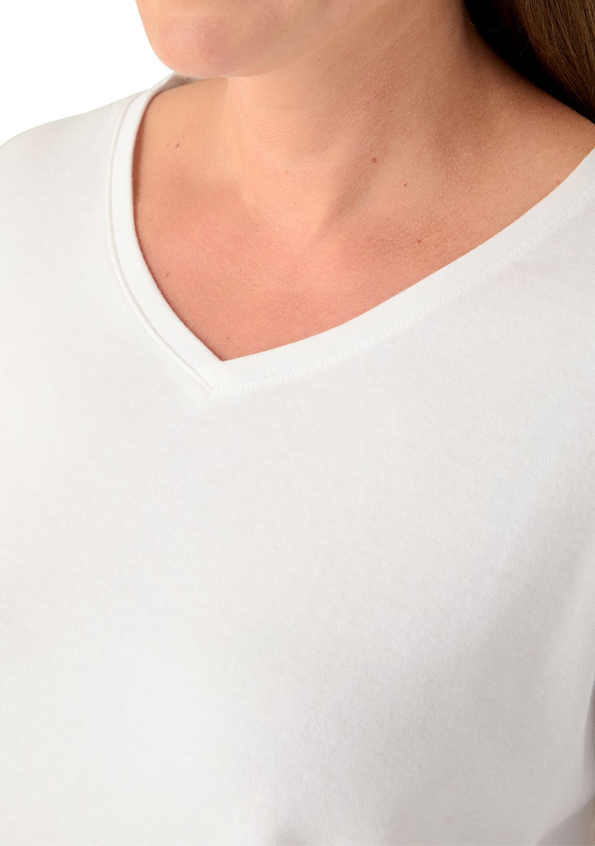 Petite 3/4 V-Neck Core Solid Top