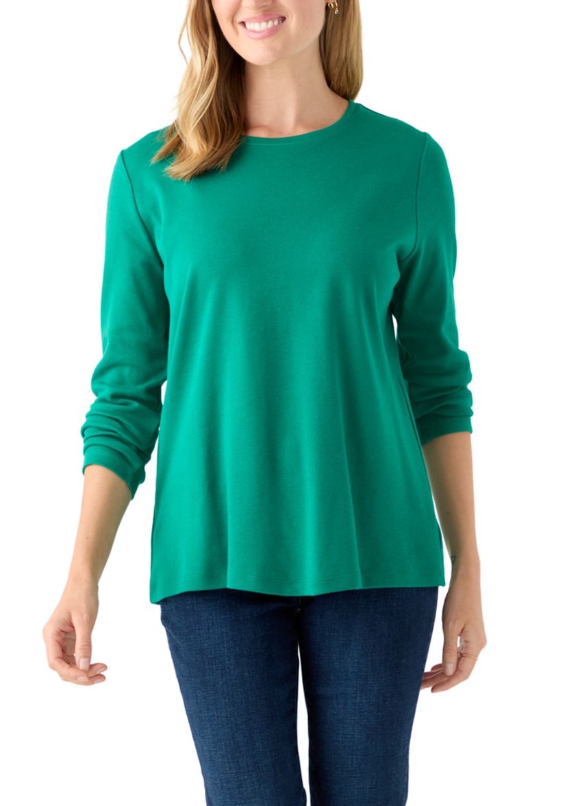 Petite Long Sleeve Crew Solid Top