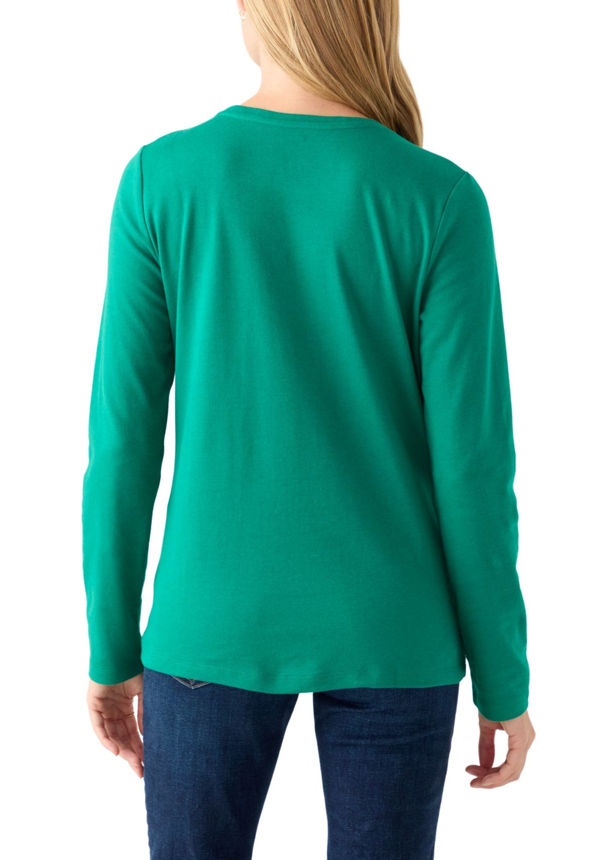 Petite Long Sleeve Crew Solid Top