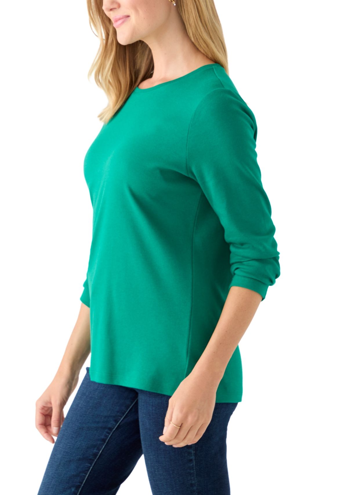 Petite Long Sleeve Crew Solid Top