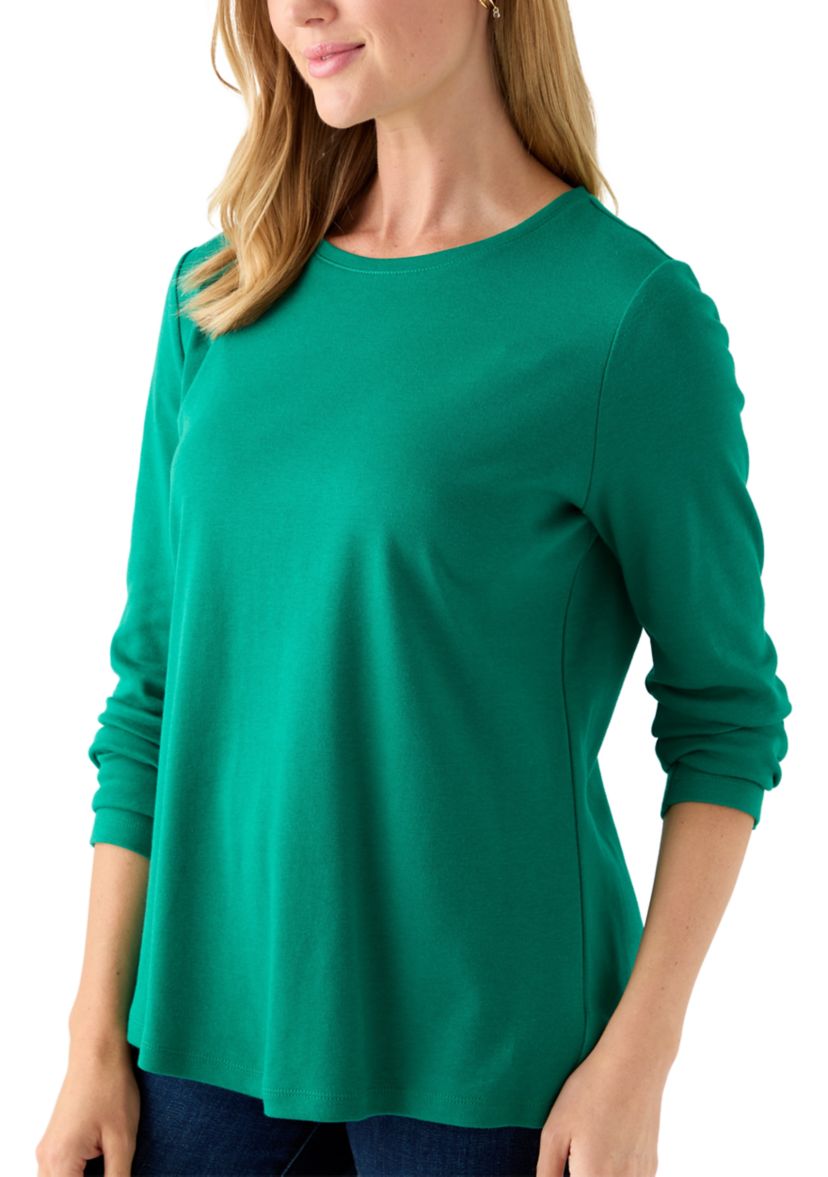 Petite Long Sleeve Crew Solid Top