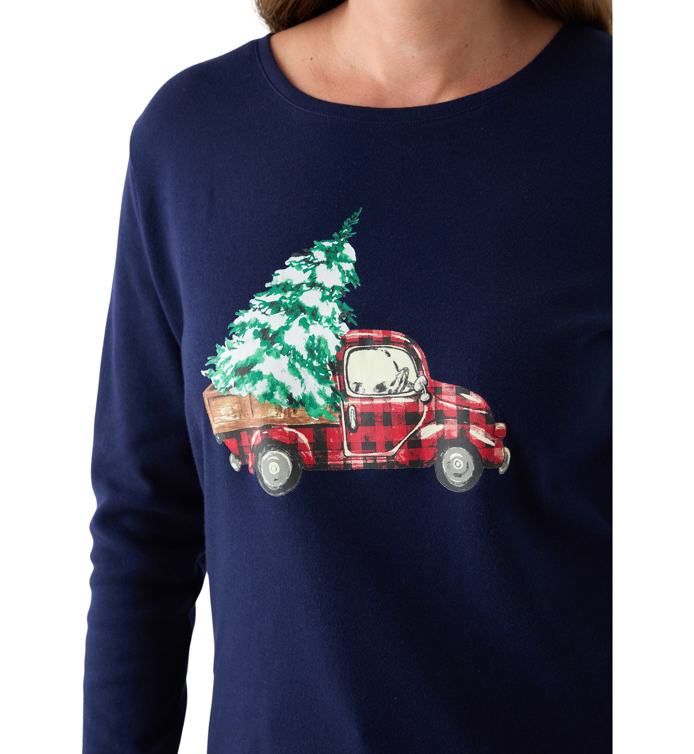 Petite Long Sleeve Holiday Graphic T-Shirt