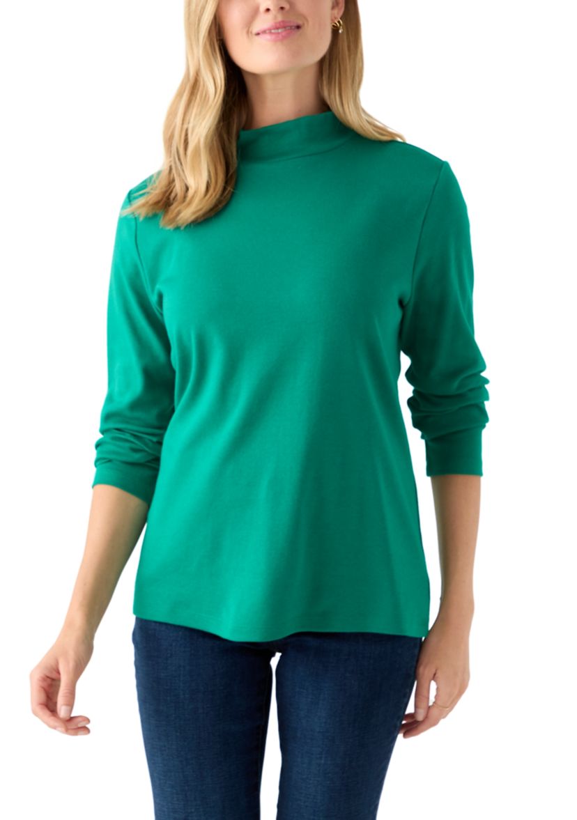 Petite Mock Neck Solid Top