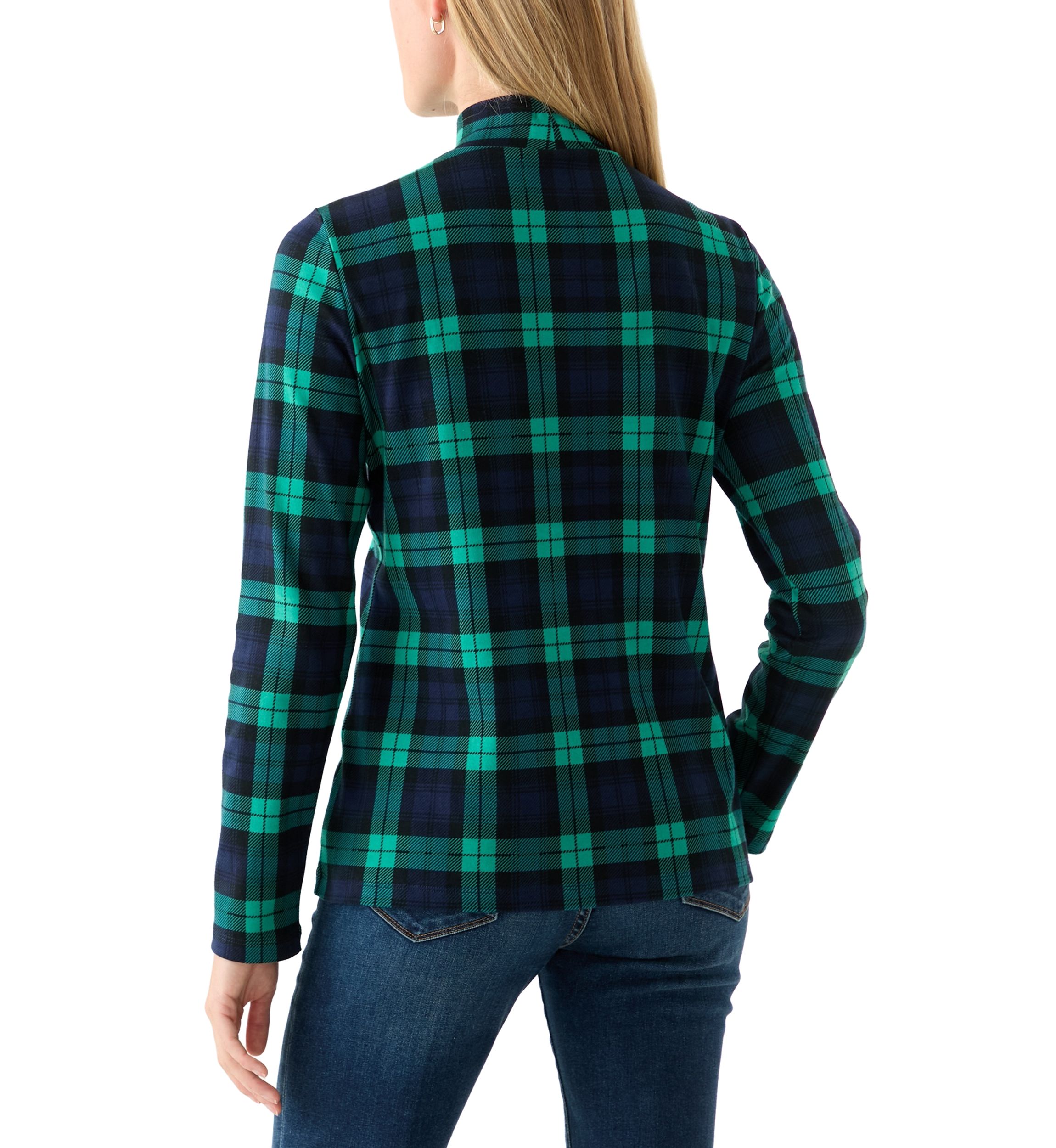 Petite Long Sleeve Mock Neck Printed Top 