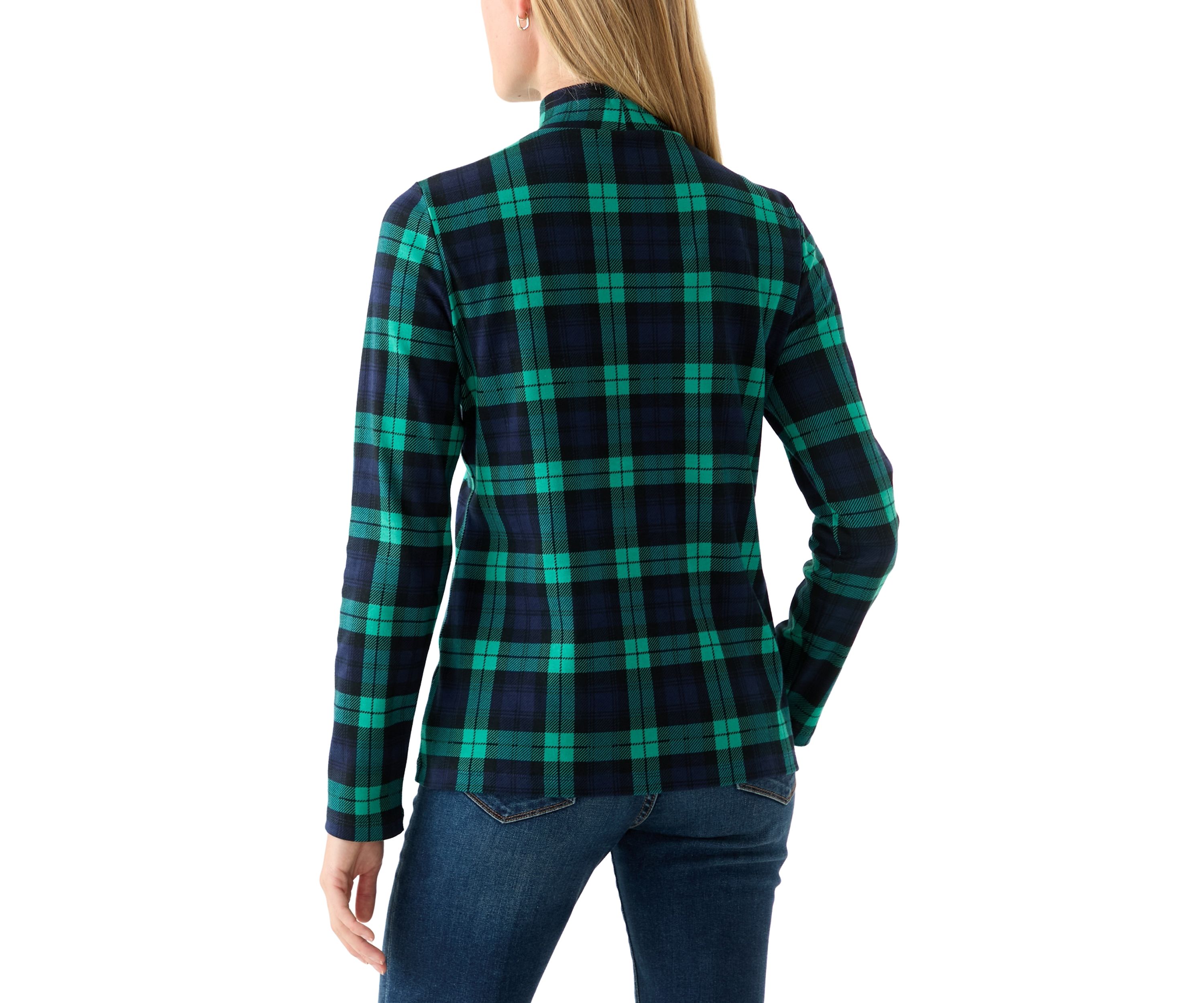 Petite Long Sleeve Mock Neck Printed Top 