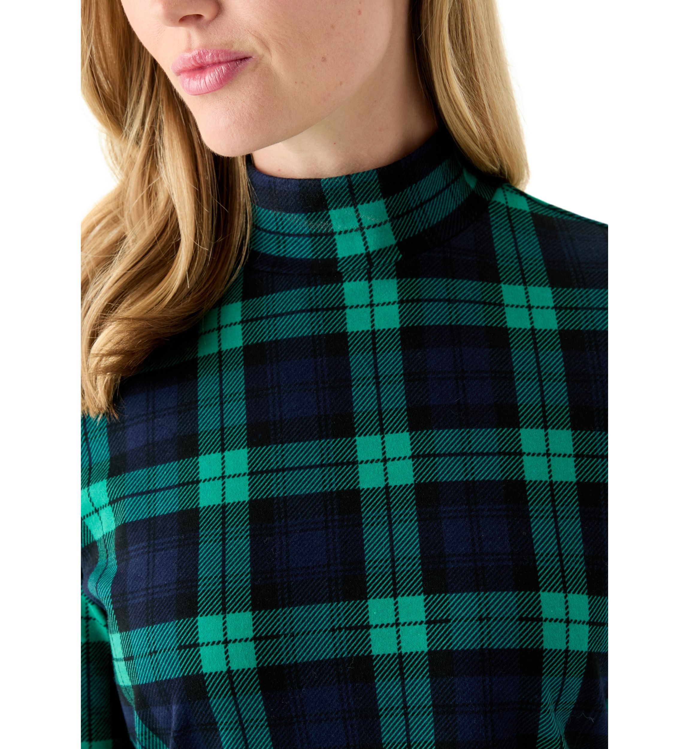 Petite Long Sleeve Mock Neck Printed Top 