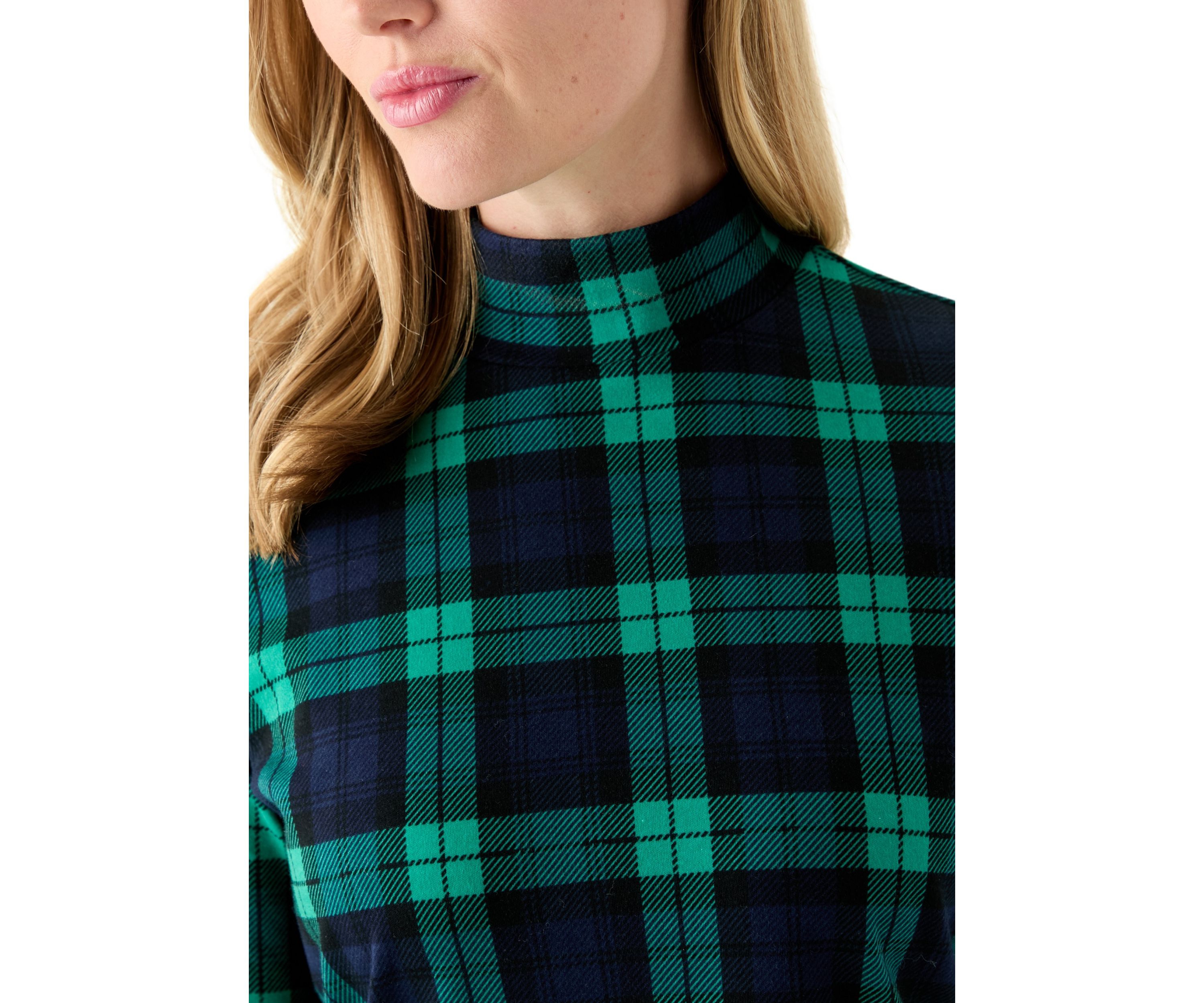 Petite Long Sleeve Mock Neck Printed Top 