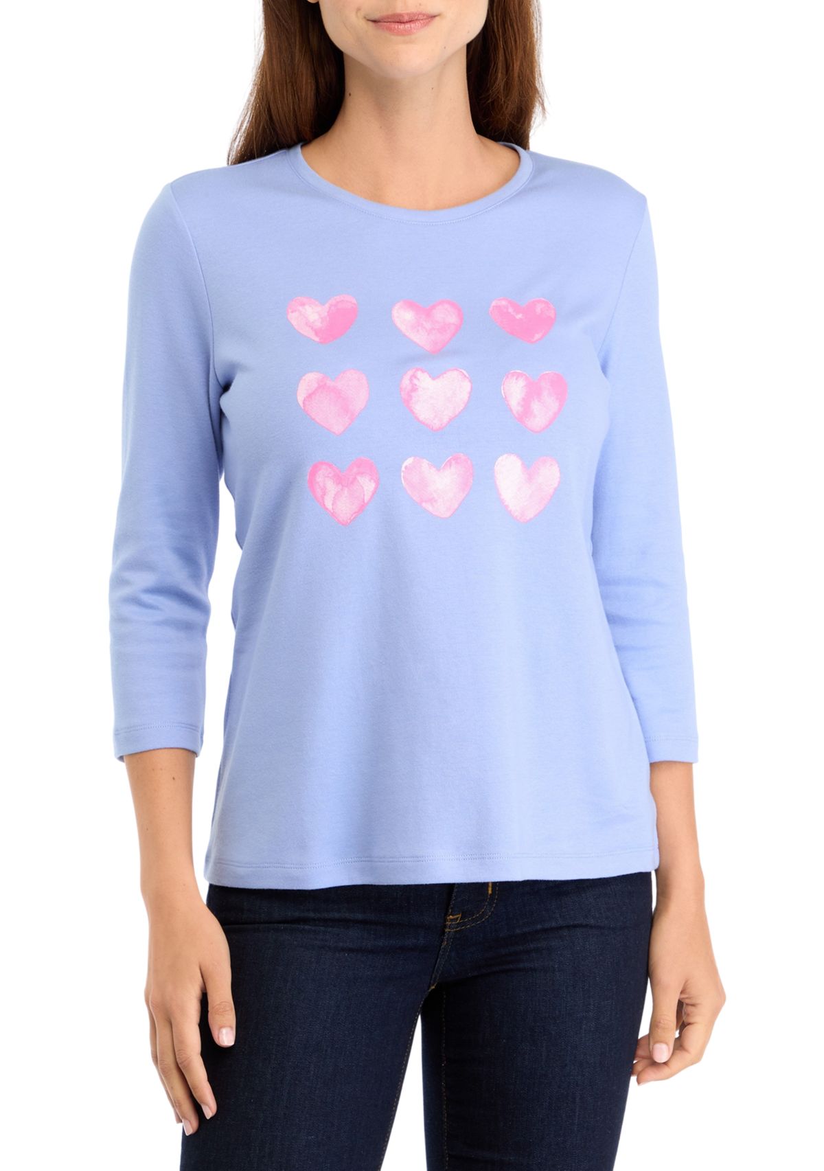 Petite 3/4 Sleeve Crew Neck T-Shirt 