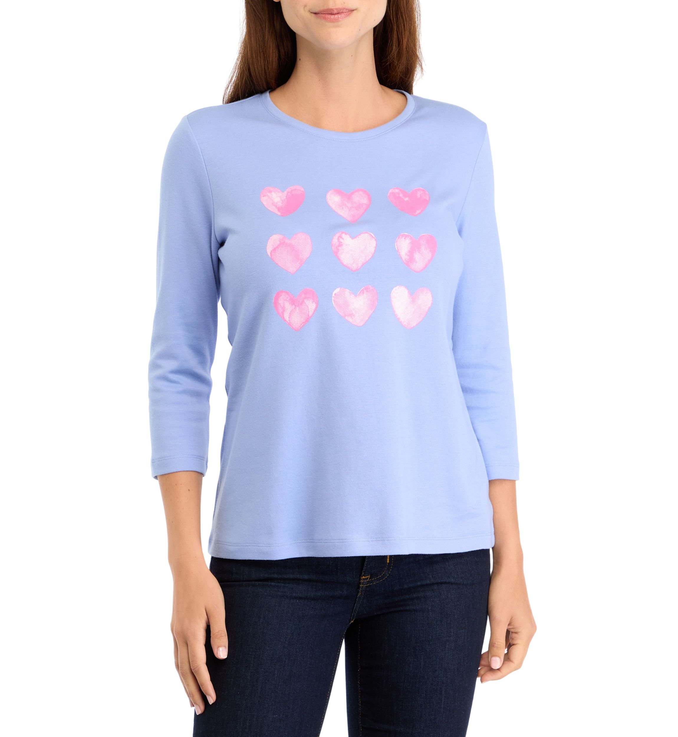 Petite 3/4 Sleeve Crew Neck T-Shirt 