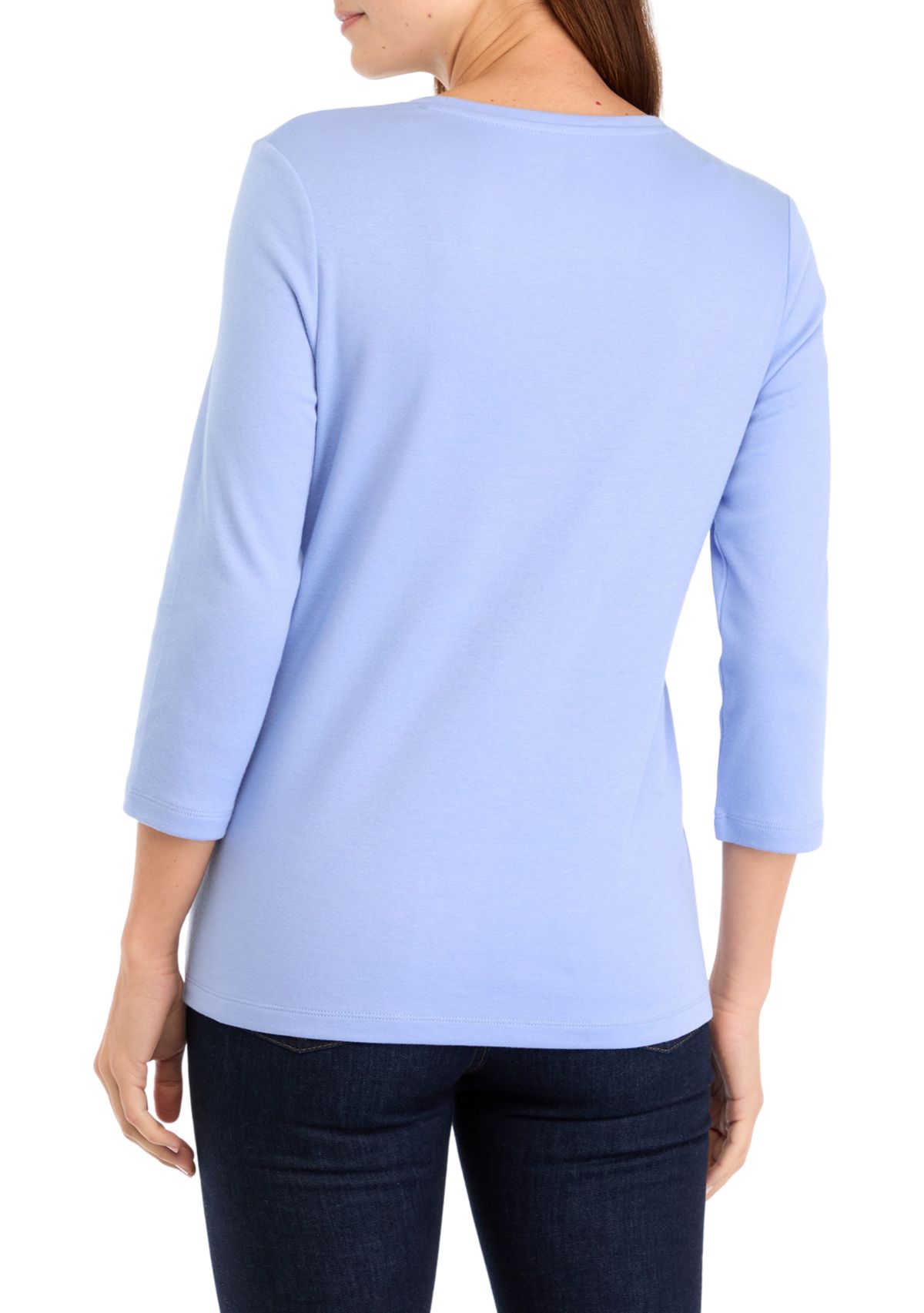 Petite 3/4 Sleeve Crew Neck T-Shirt 