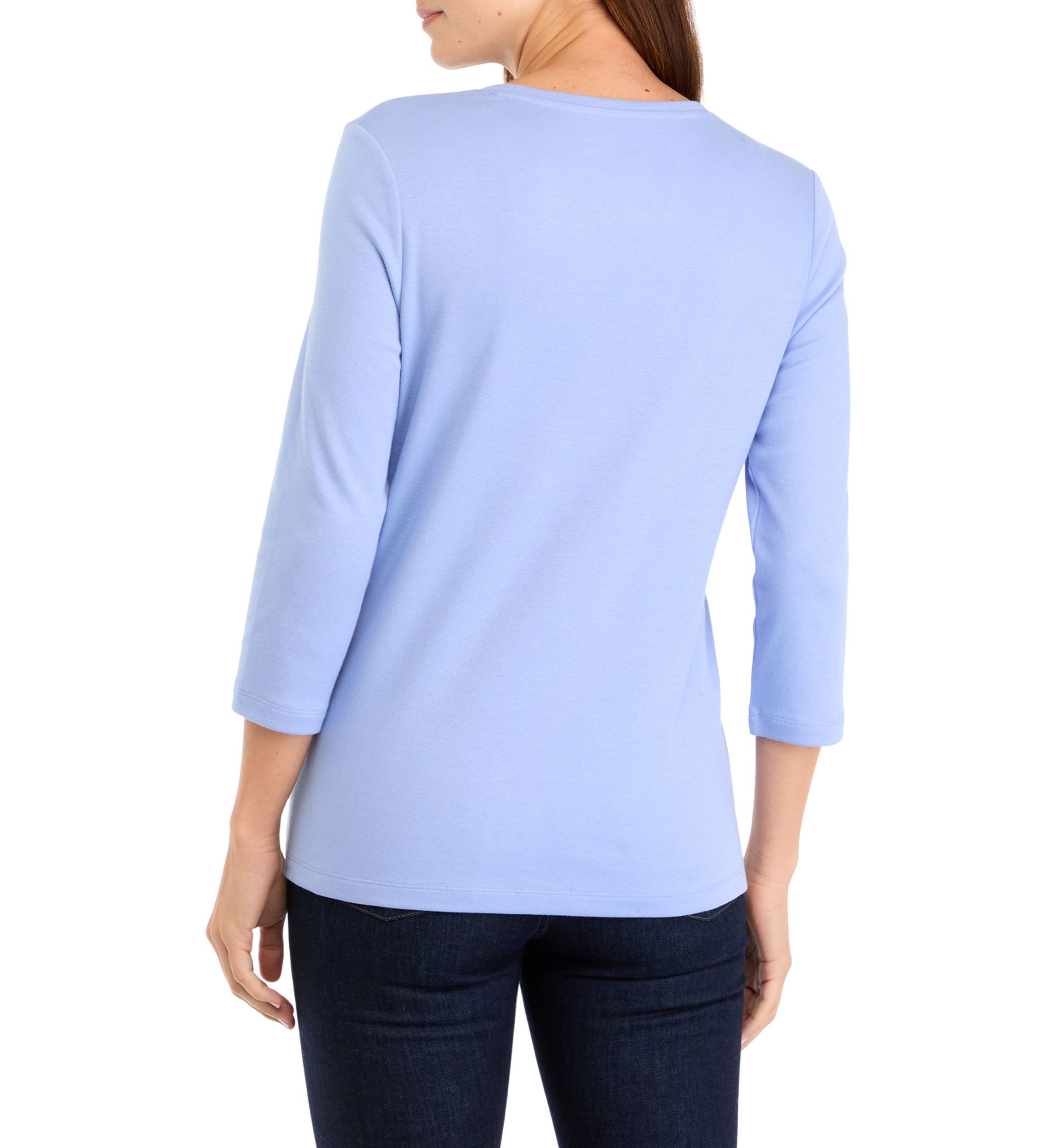 Petite 3/4 Sleeve Crew Neck T-Shirt 