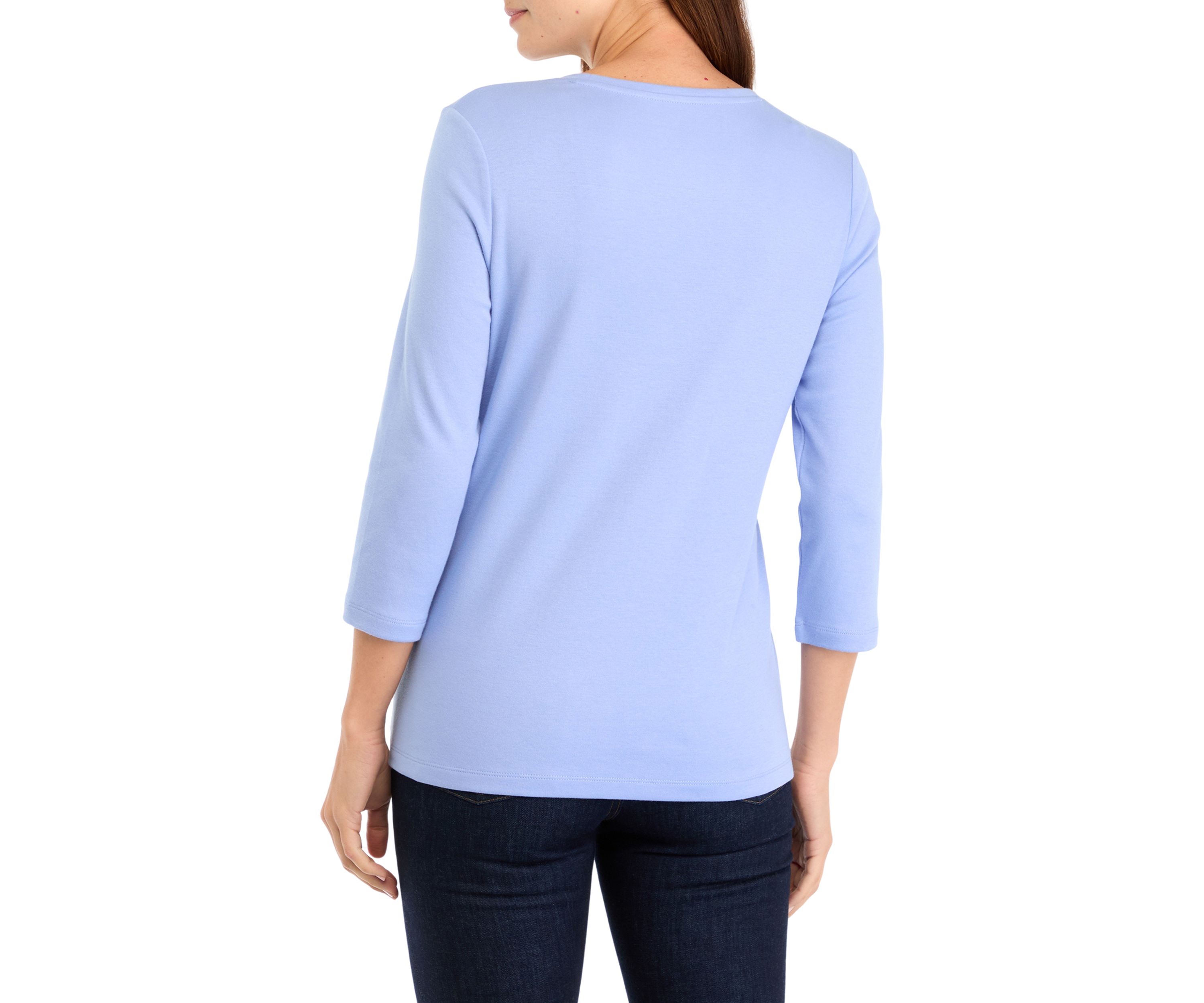 Petite 3/4 Sleeve Crew Neck T-Shirt 