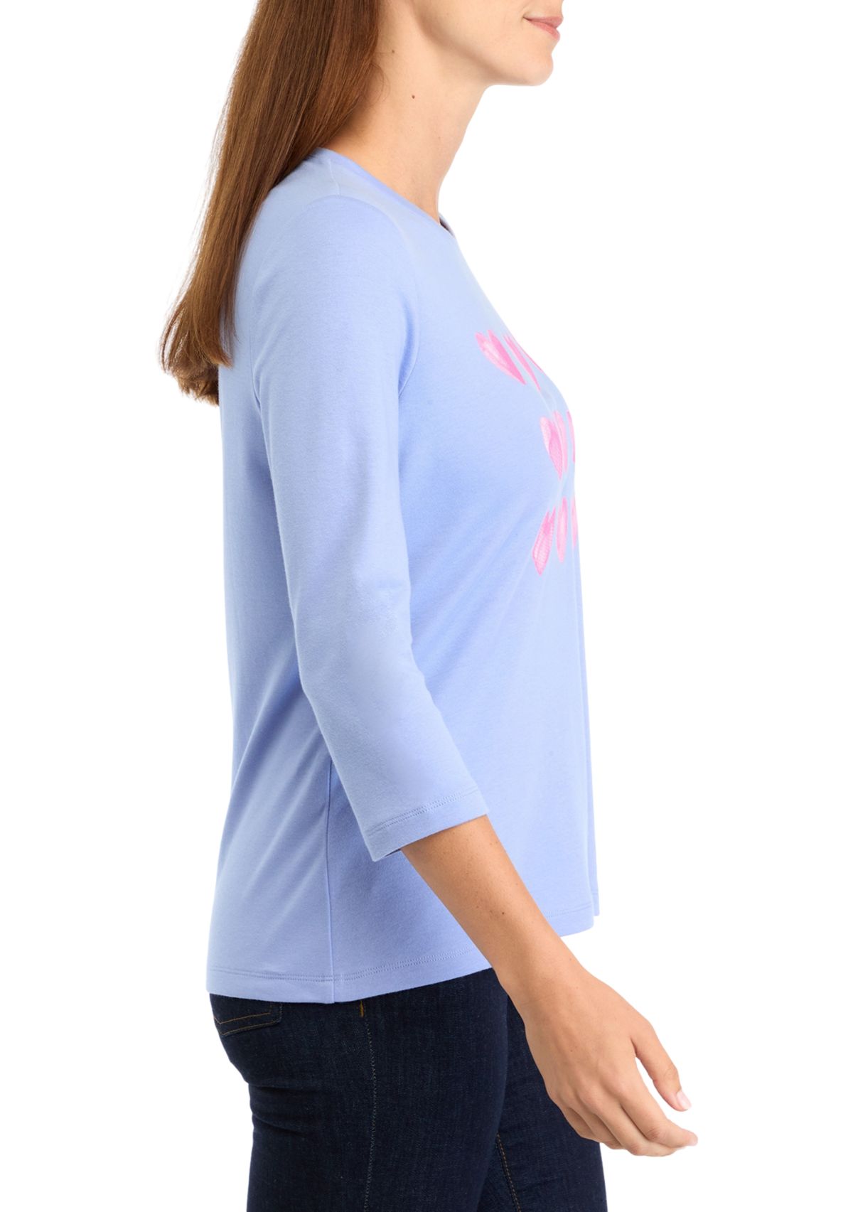 Petite 3/4 Sleeve Crew Neck T-Shirt 