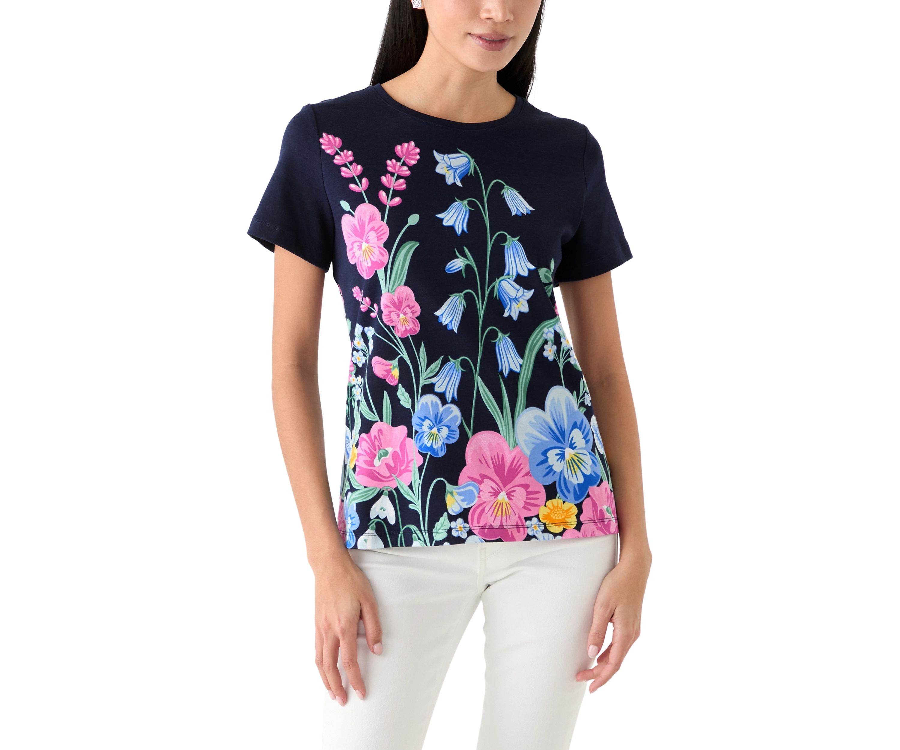 Petite Short Sleeve Placement Print T-Shirt 