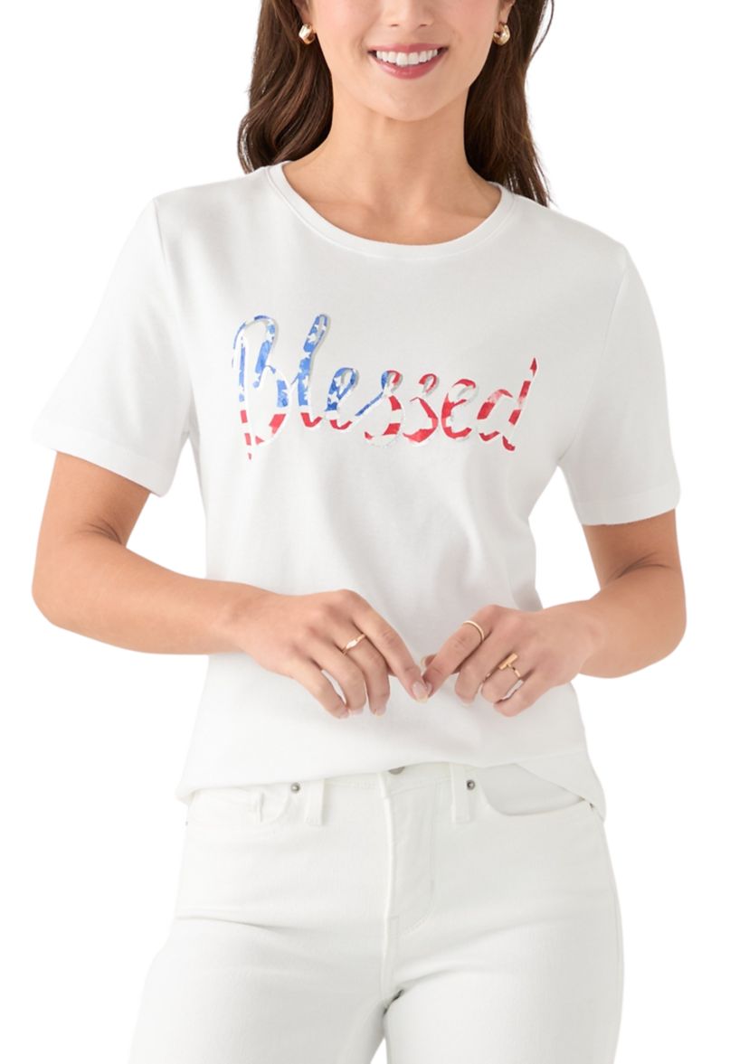 Petite Crew Neck Graphic T-Shirt 