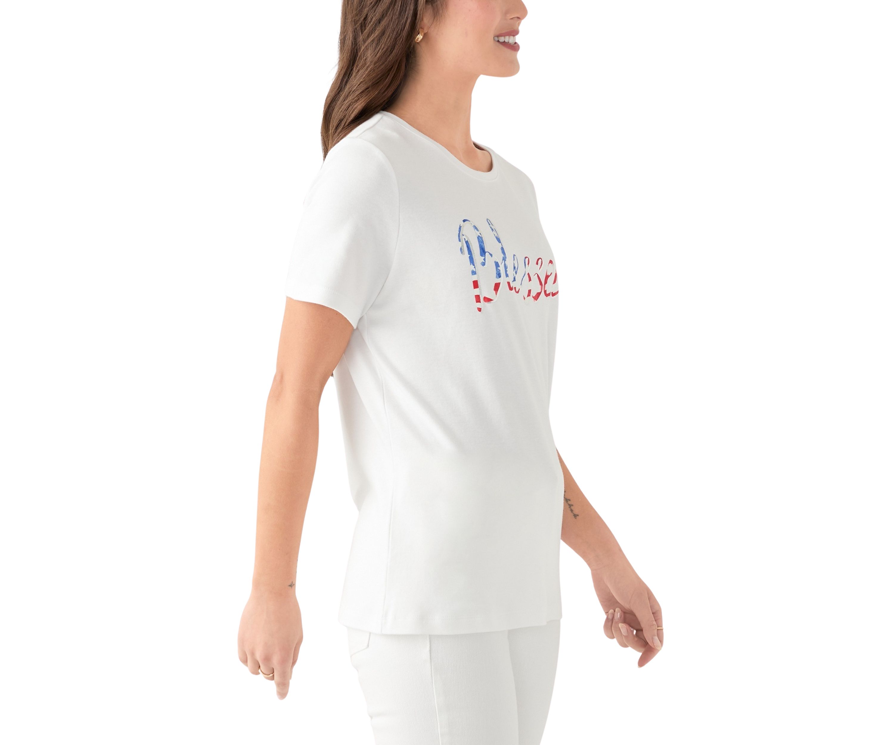 Petite Crew Neck Graphic T-Shirt 