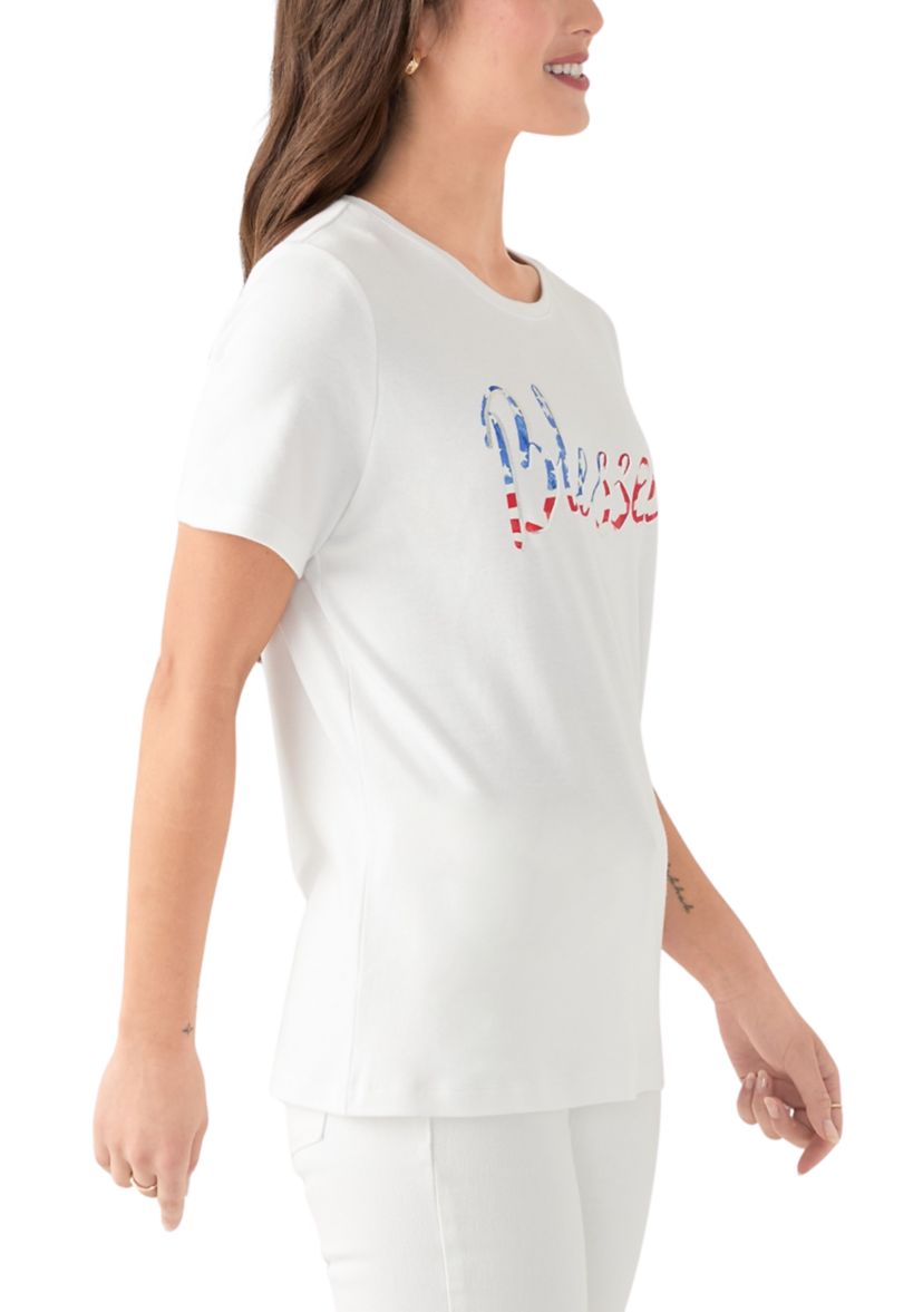 Petite Crew Neck Graphic T-Shirt 