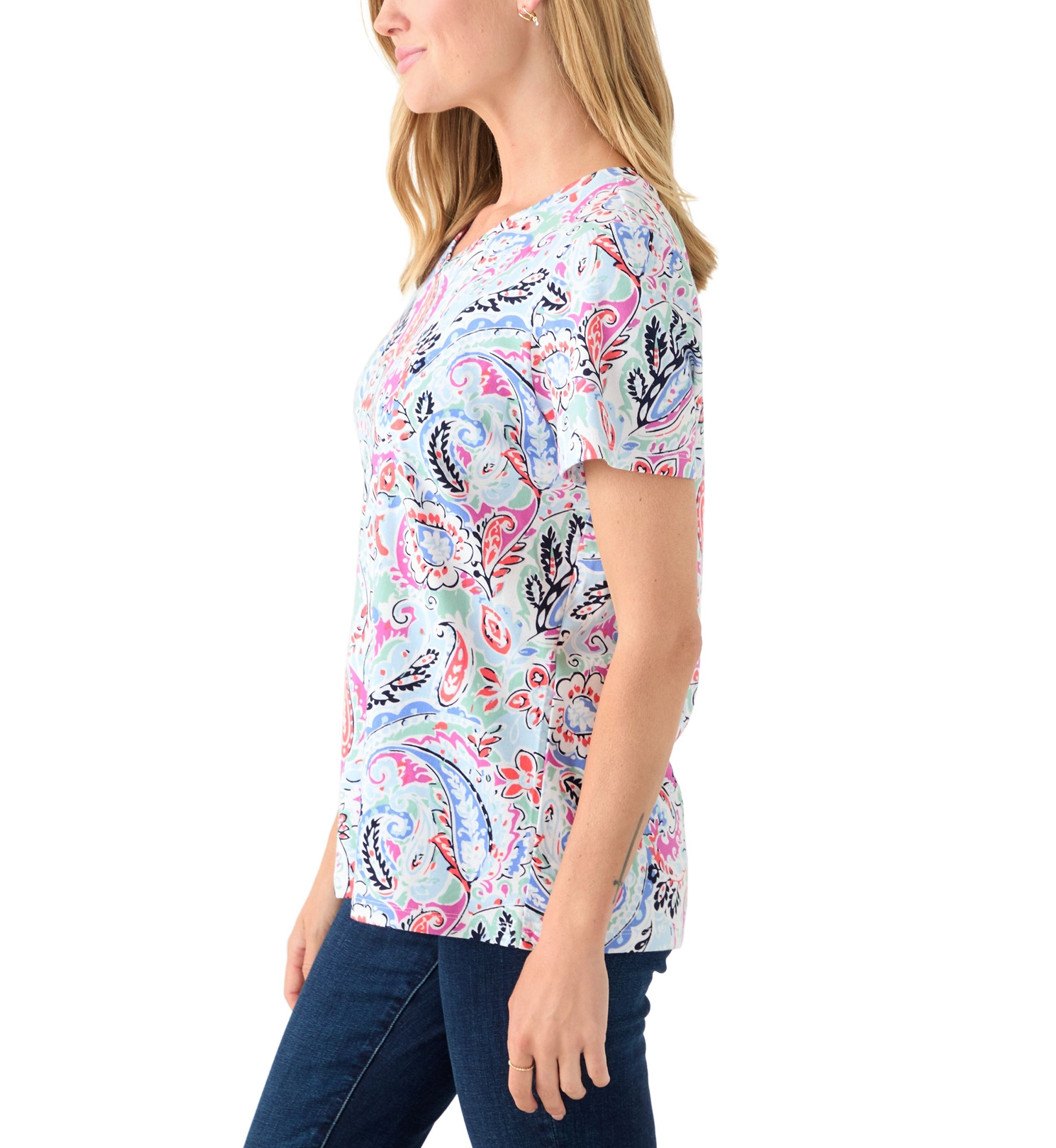 Petite Short Sleeve V-Neck Printed T-Shirt