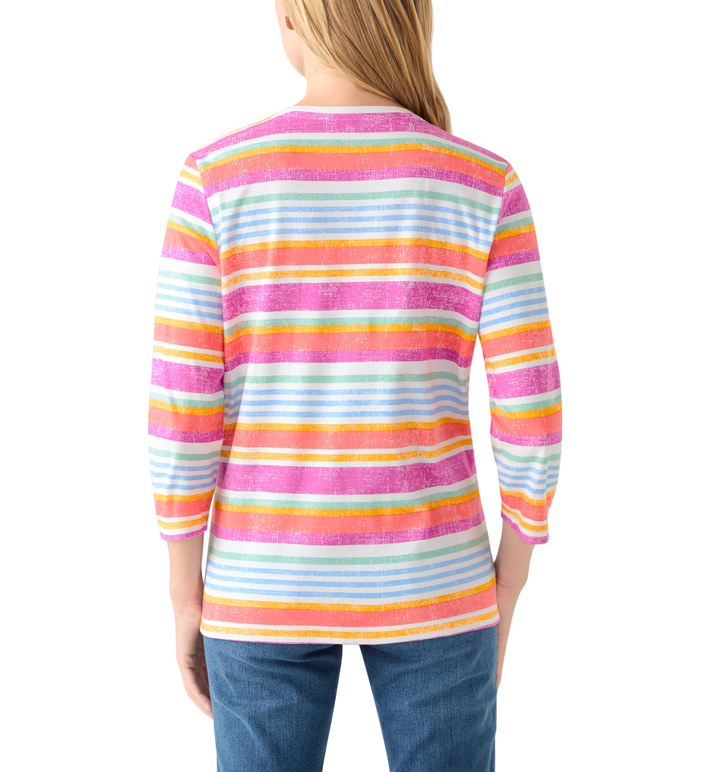 Petite 3/4 Sleeve Striped Shirt