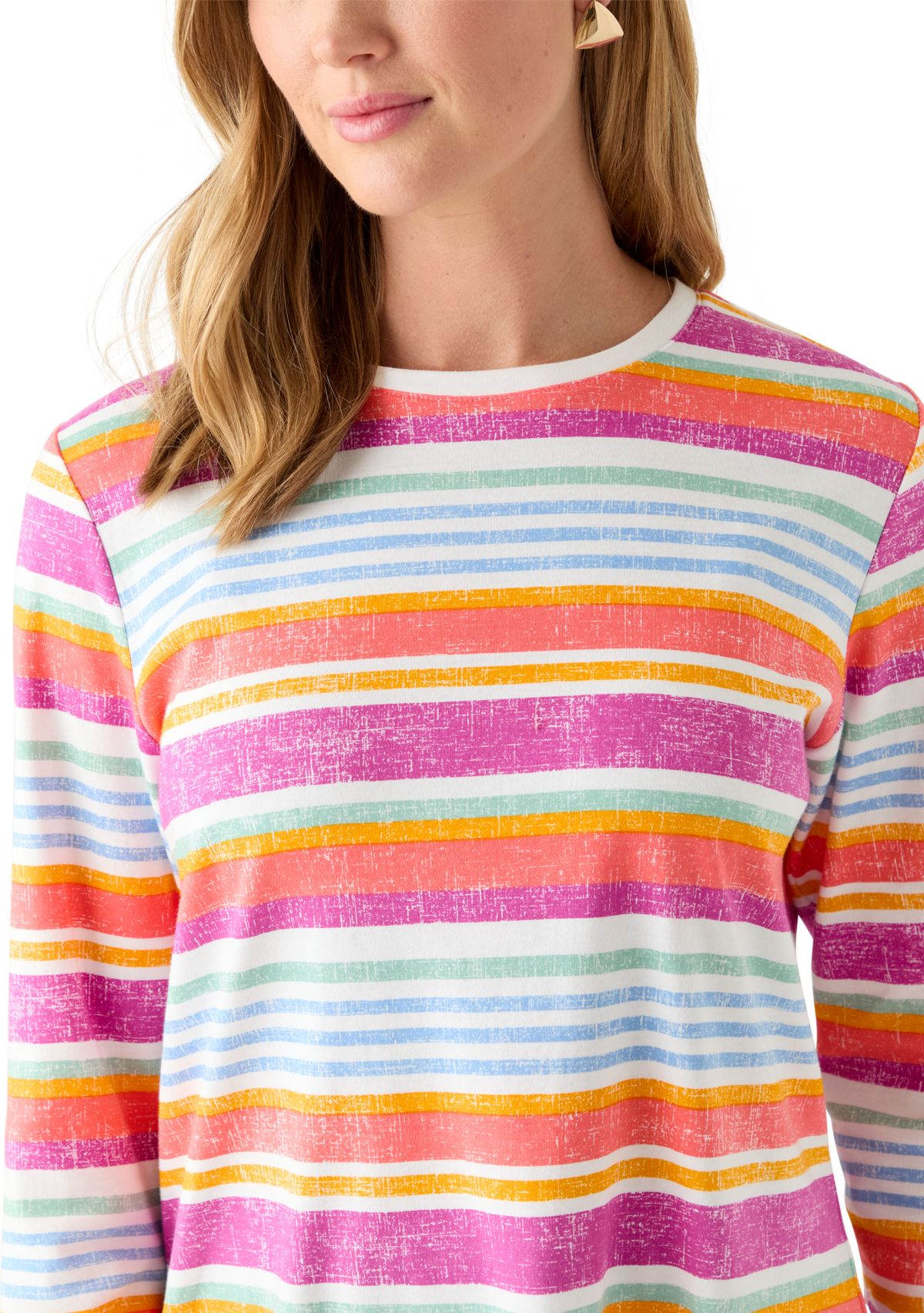 Petite 3/4 Sleeve Striped Shirt